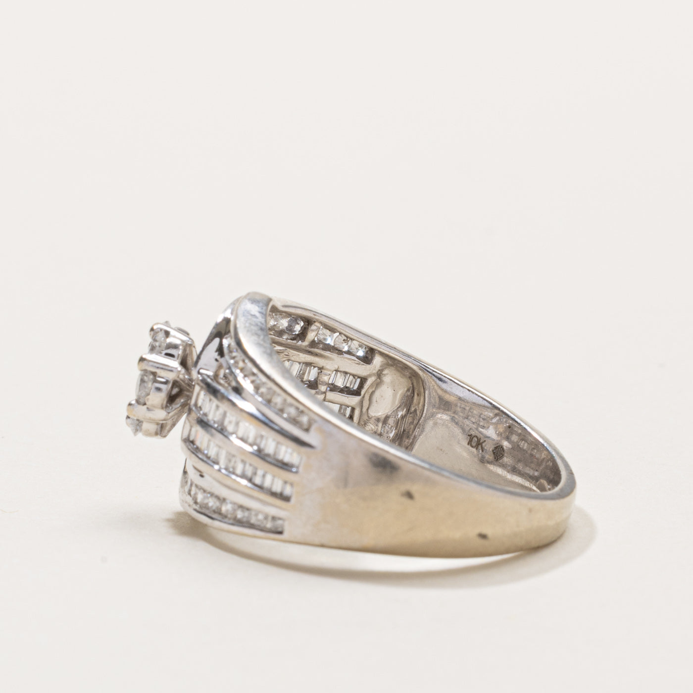10k Diamond Floral Cluster Multi Row Ring | 0.70ctw | SZ 8.25