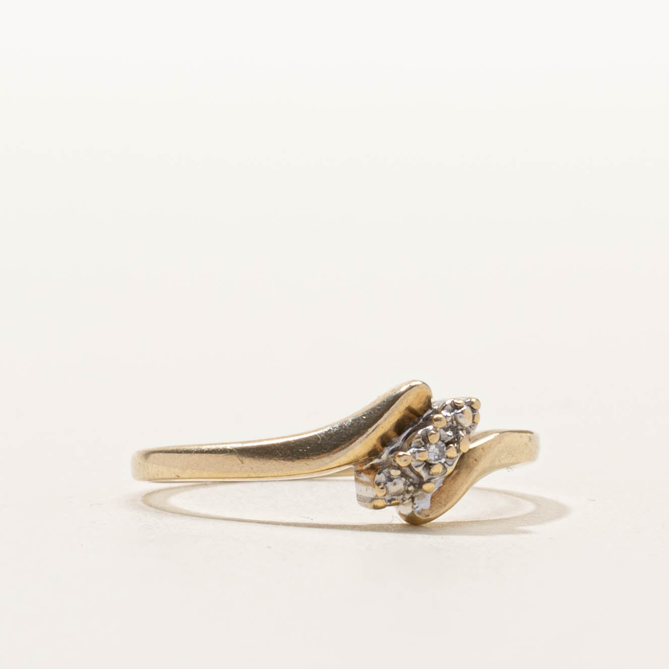 10k Diagonal Diamond Marquise Bypass Ring | SZ 6.5