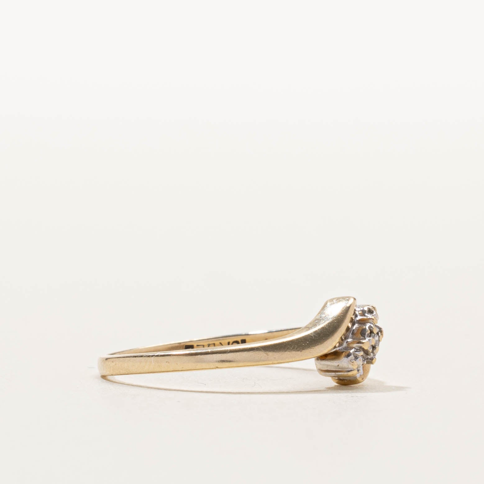 10k Diagonal Diamond Marquise Bypass Ring | SZ 6.5