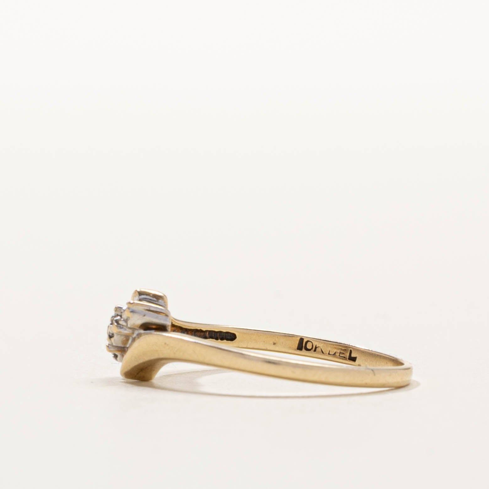 10k Diagonal Diamond Marquise Bypass Ring | SZ 6.5
