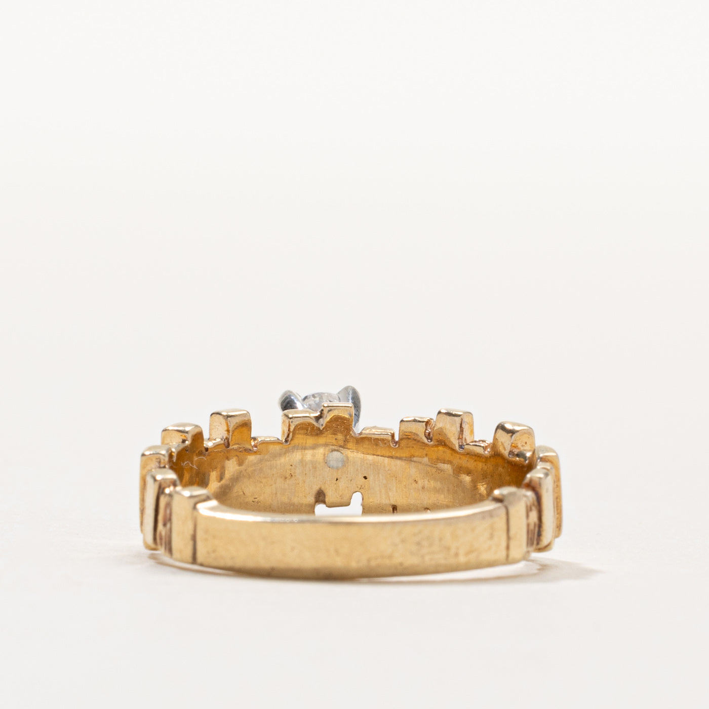 14k Diamond Geometric Textured Ring | 0.17ctw | SZ 5.75