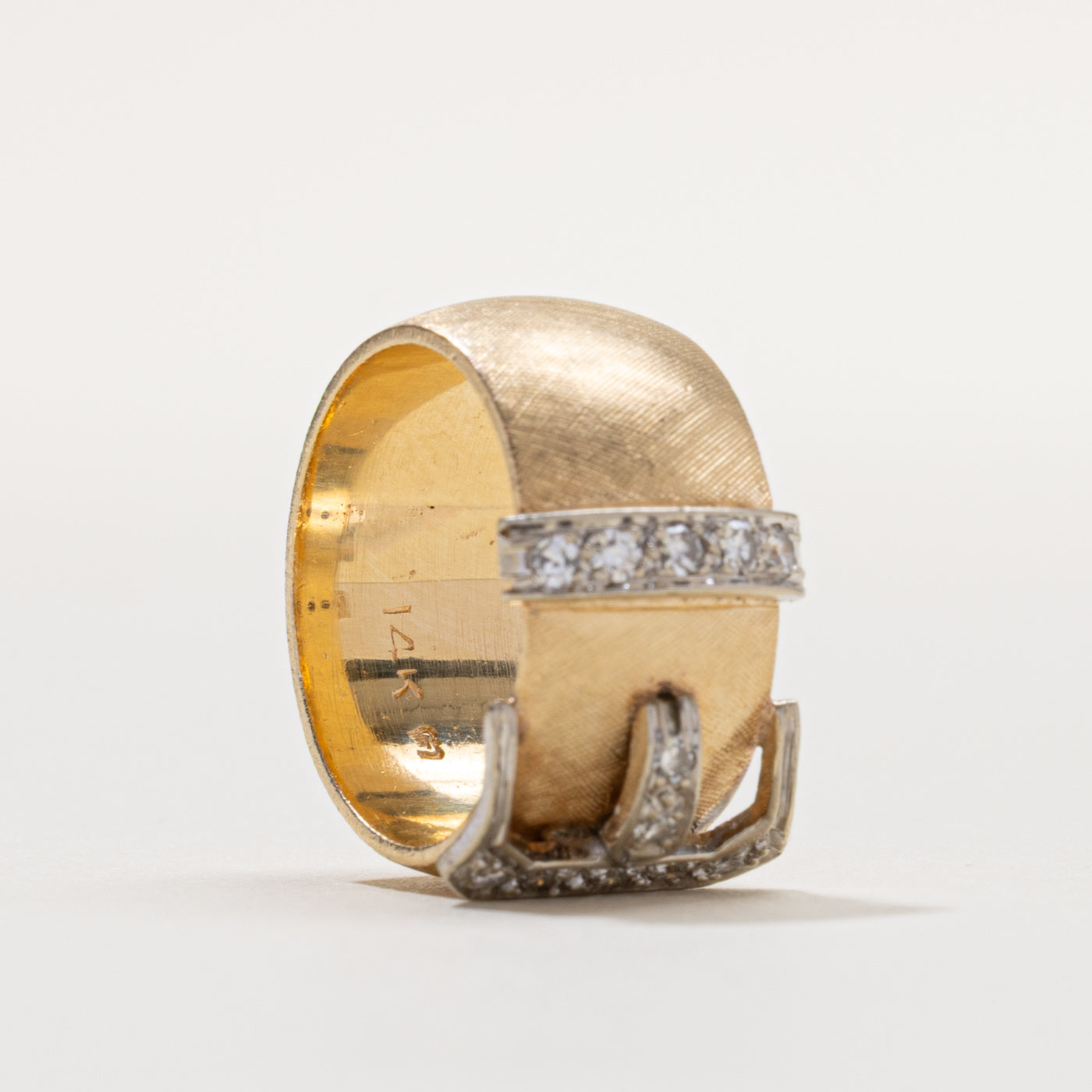 14k Diamond Chunky Buckle Ring | 0.17ctw | SZ 5.5