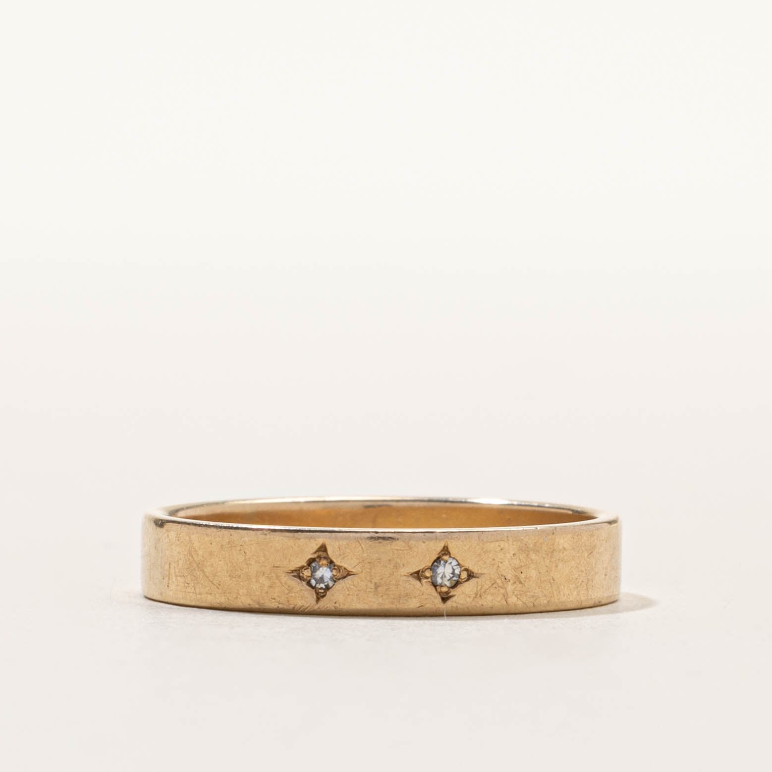 10k Two Stone Star Set Diamond Band | 3.95mm | SZ 10.25