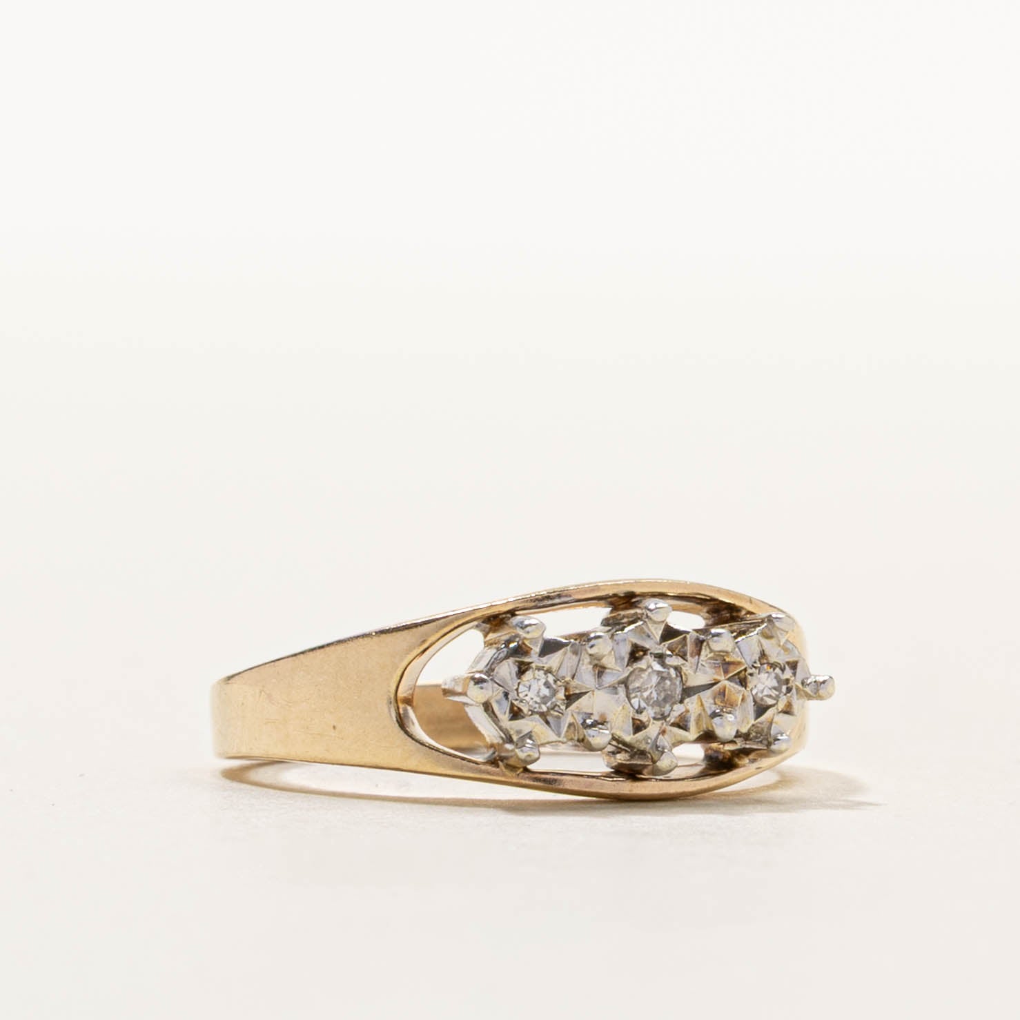 1979 Birmingham Illusion Set Diamond Openwork Ring | SZ 6.5