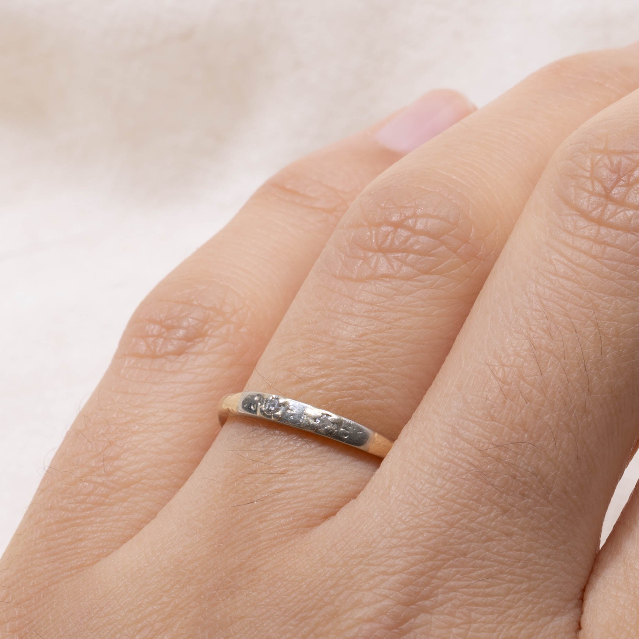 14k Flush Set Two Stone Diamond Ring | SZ 6.5