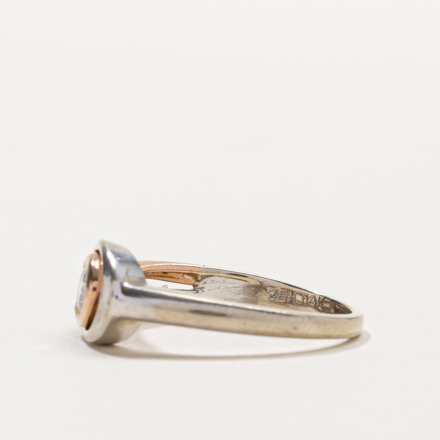 14k Two-Tone Semi Bezel Diamond Ring | 0.25ct | SZ 7.5