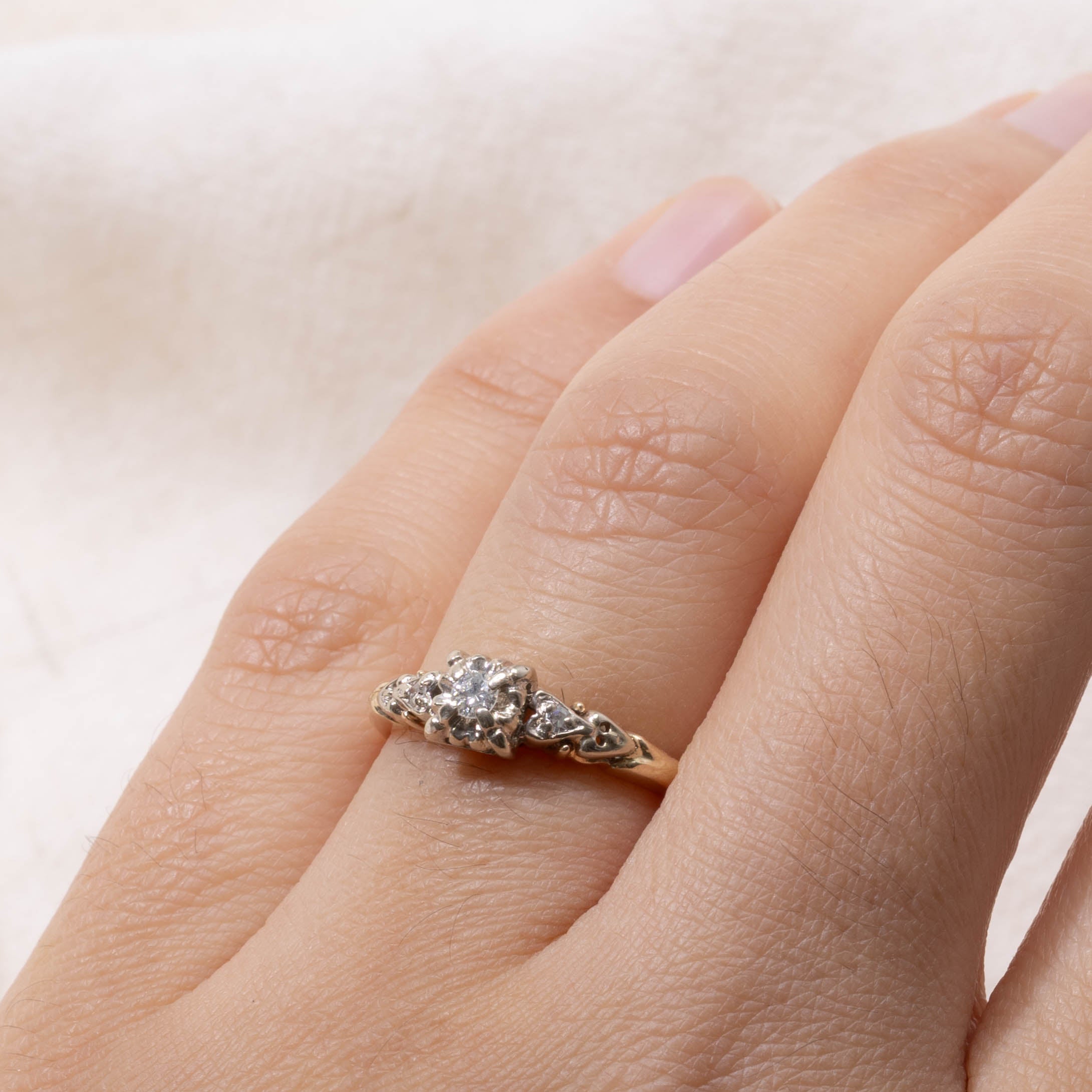 14k Two Tone Illusion Set Diamond Ring | SZ 6