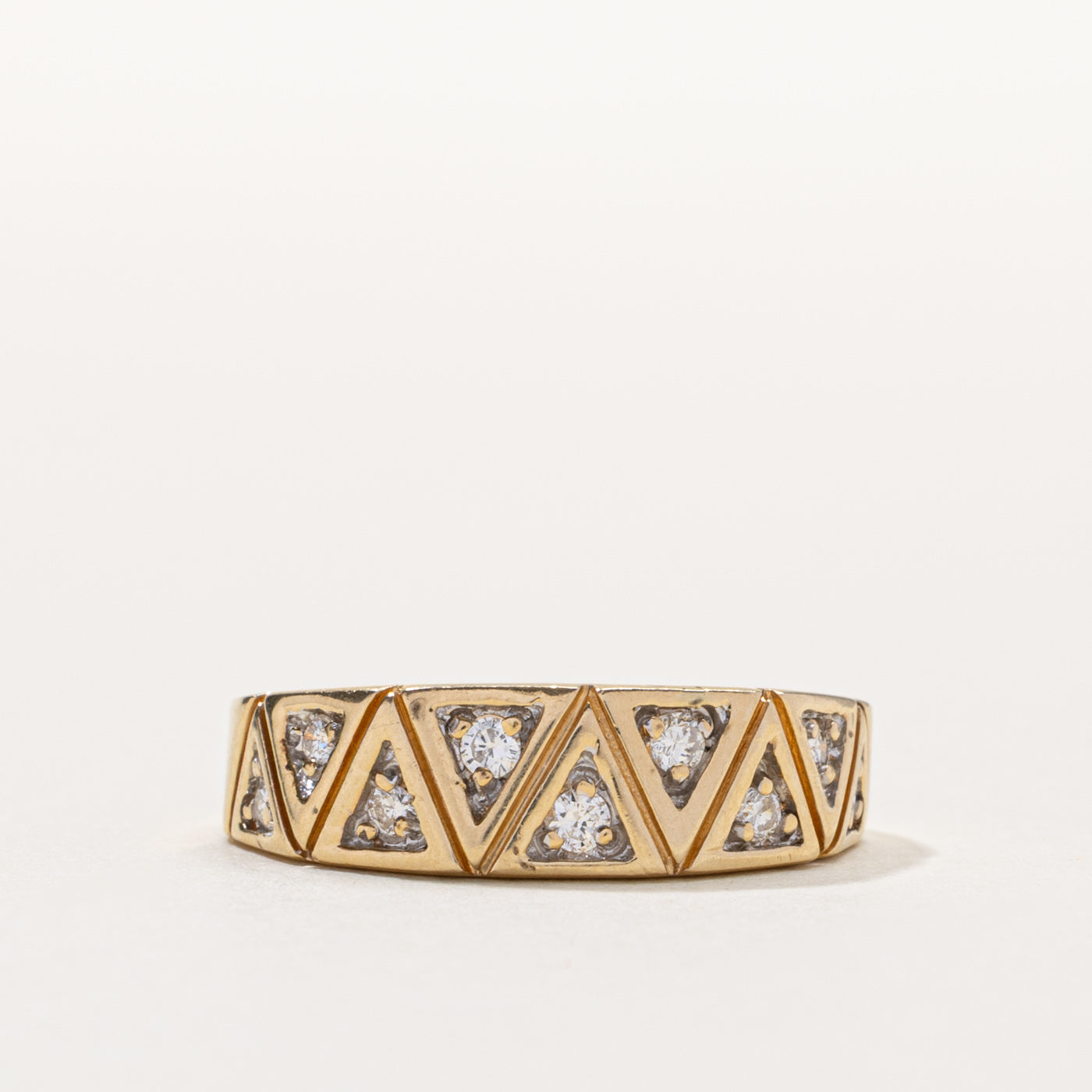 14k Diamond Geometric Band | 0.14ctw | SZ 7.75
