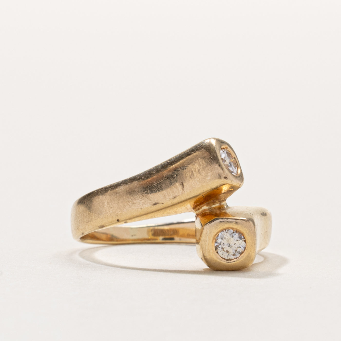 14k Two Stone Diamond Bypass Ring | 0.15ctw | SZ 4.75