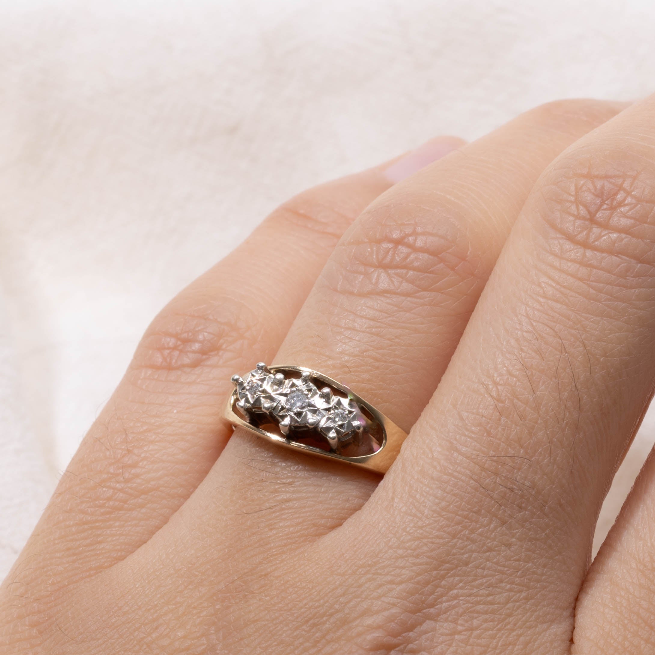 1979 Birmingham Illusion Set Diamond Openwork Ring | SZ 6.5