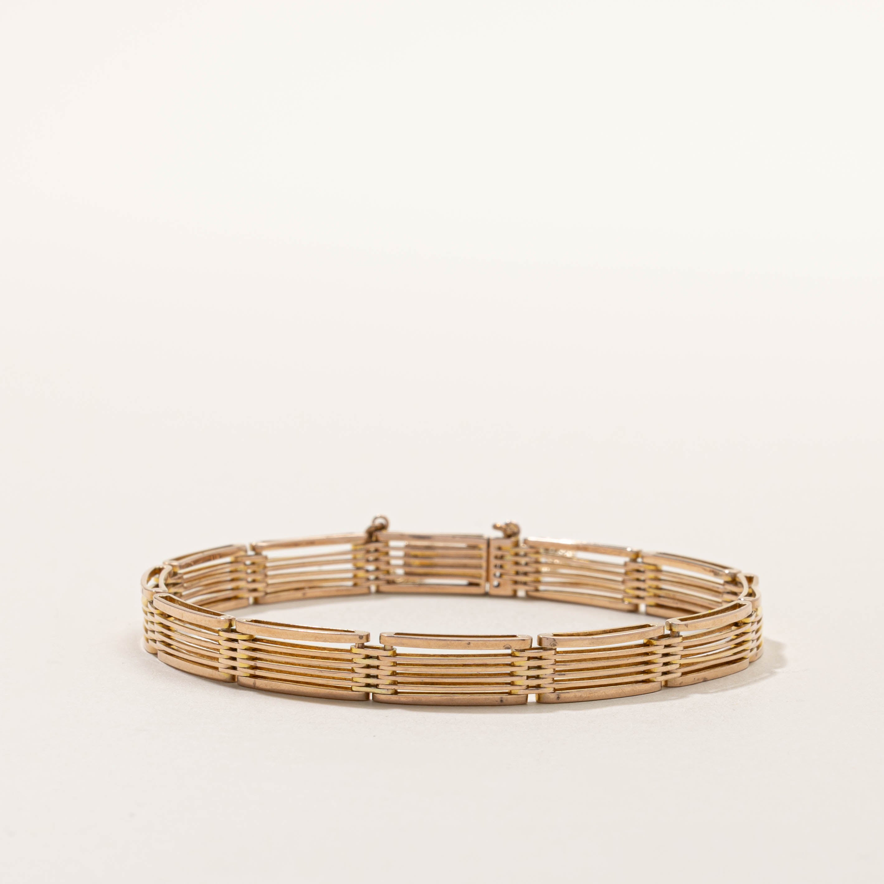 9k Yellow Gold Openwork Stacked Bar Bracelet