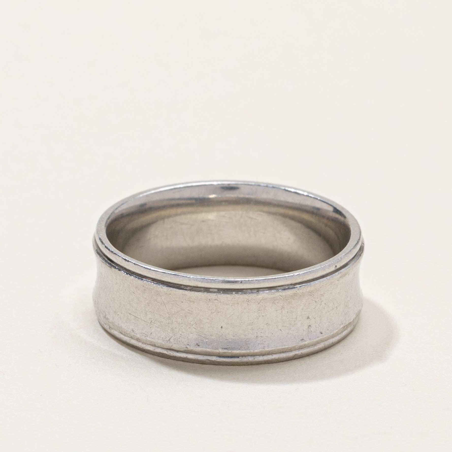 Platinum Grooved Wide Band | 7.20mm | SZ 8