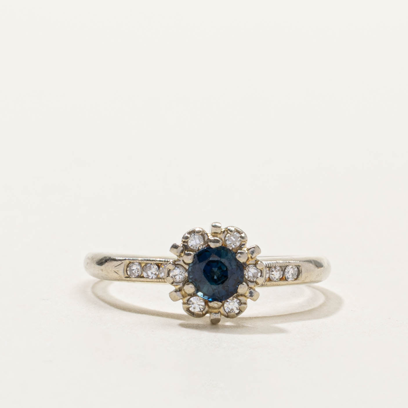 Sapphire & Diamond Halo Ring | 0.33ct, 0.12ctw | SZ 6.75