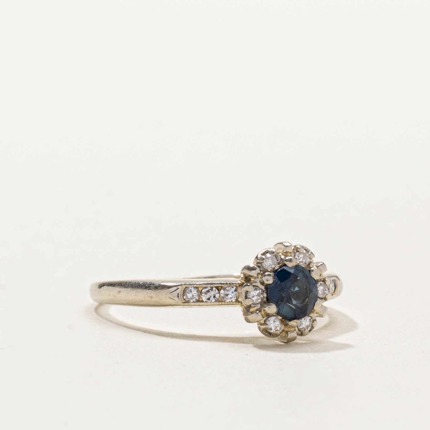 Sapphire & Diamond Halo Ring | 0.33ct, 0.12ctw | SZ 6.75