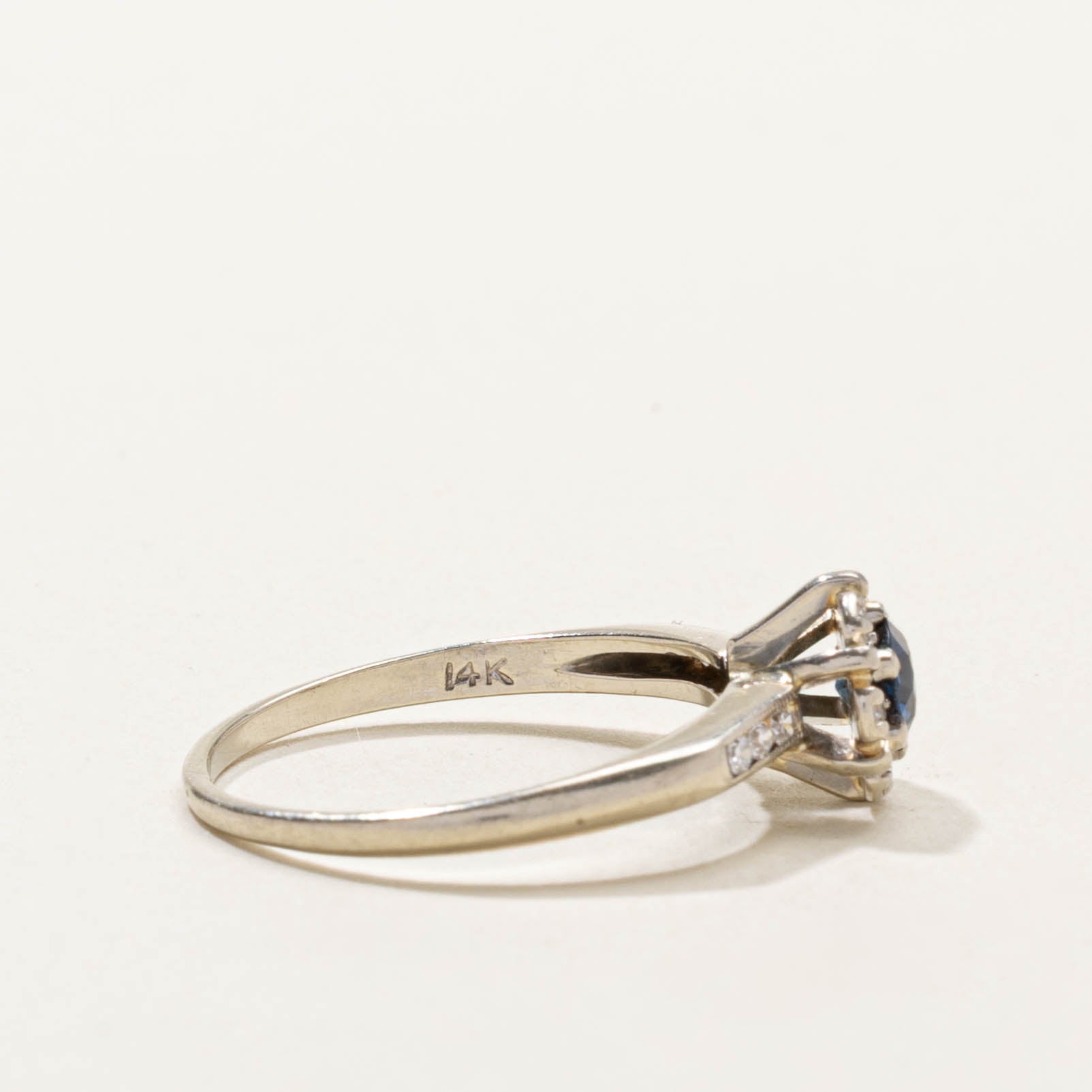 Sapphire & Diamond Halo Ring | 0.33ct, 0.12ctw | SZ 6.75