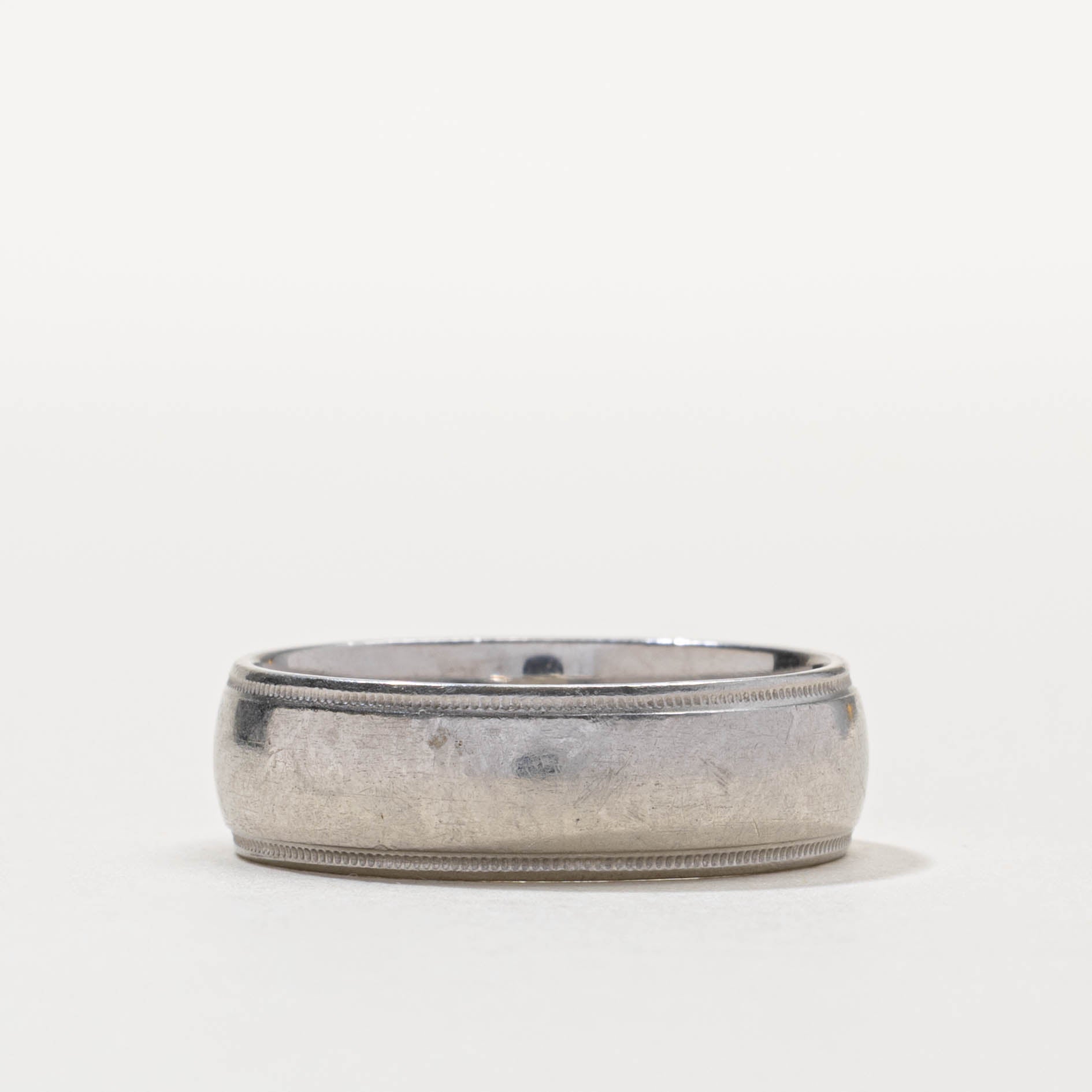 Platinum Milgrain Band | 6.90mm | SZ 10.25