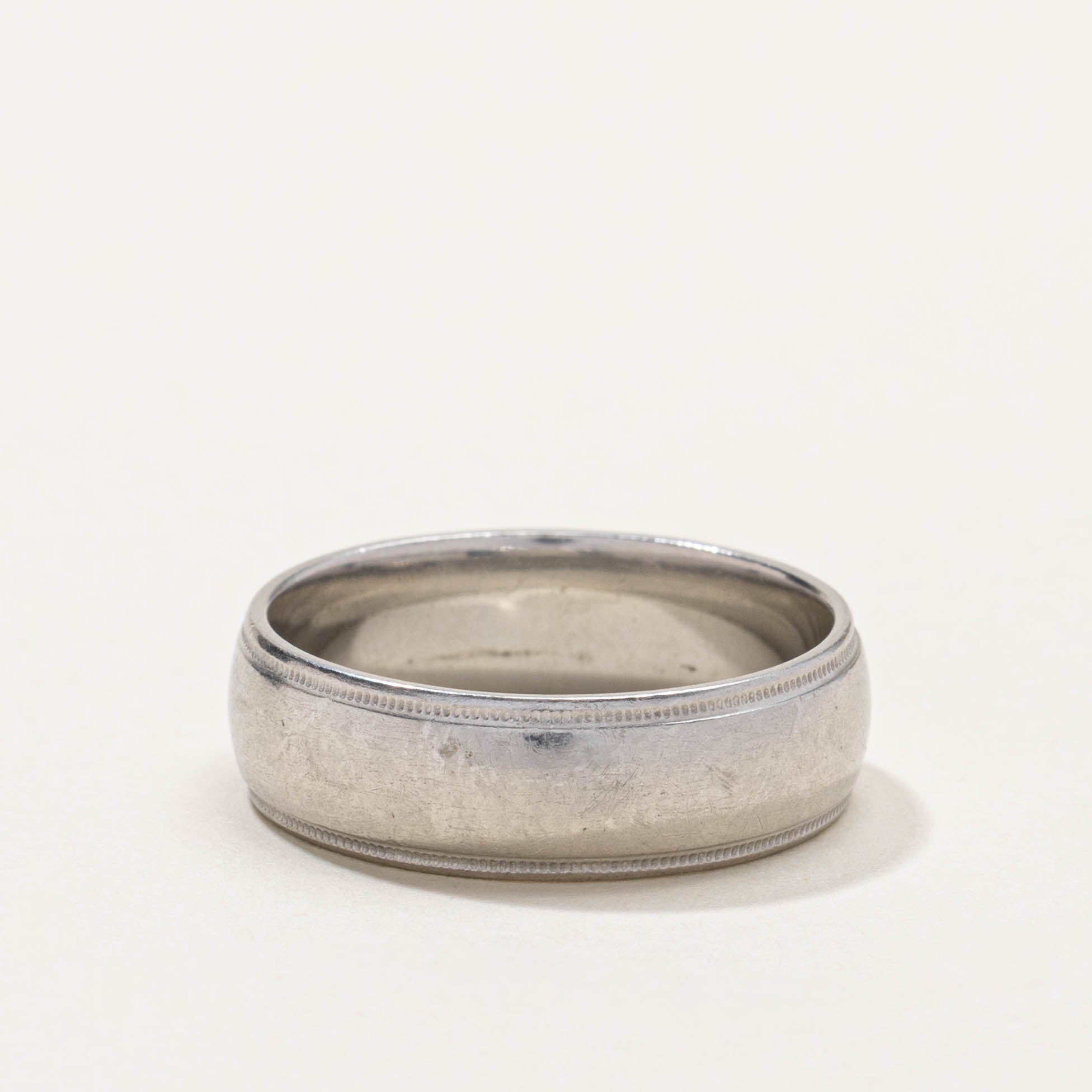 Platinum Milgrain Band | 6.90mm | SZ 10.25