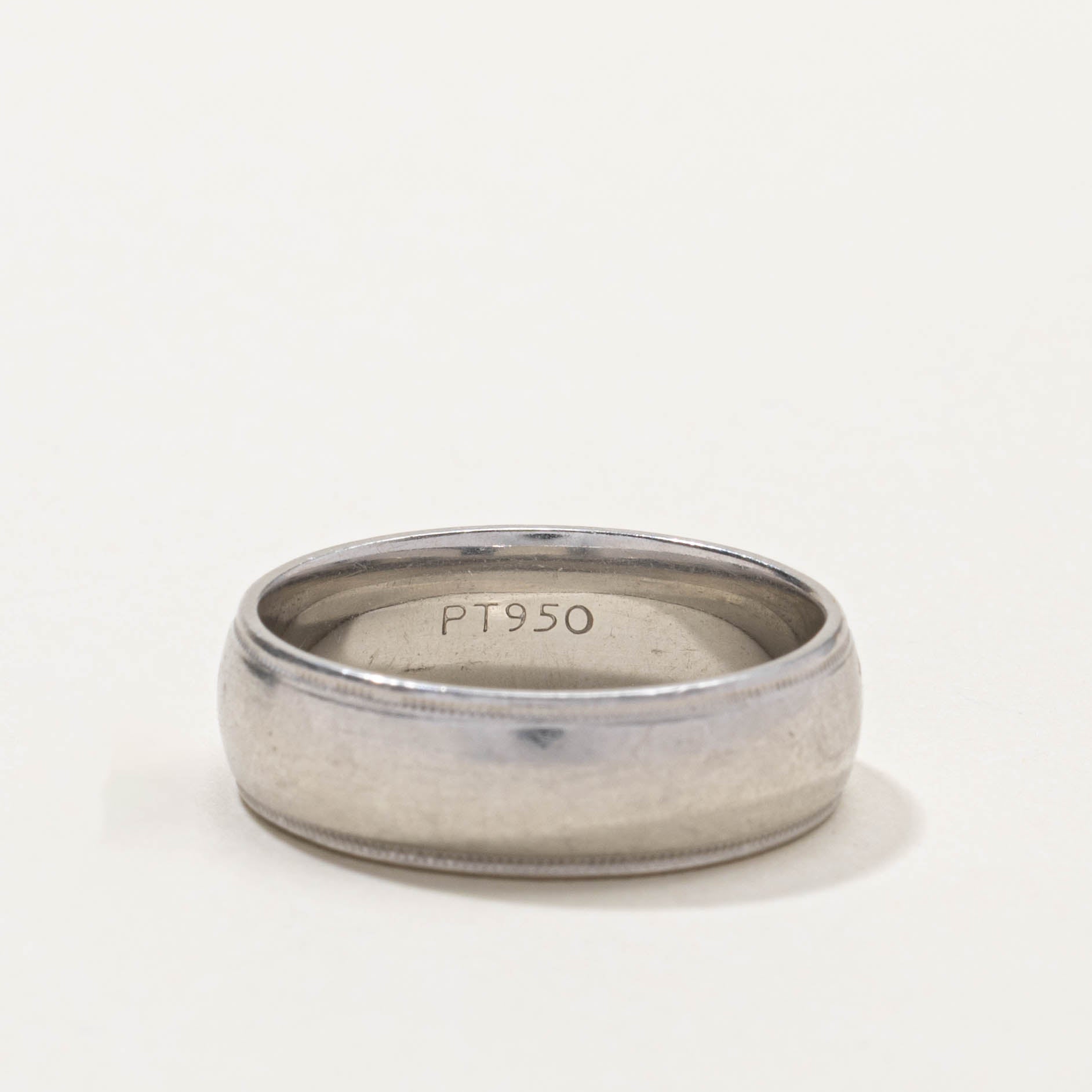 Platinum Milgrain Band | 6.90mm | SZ 10.25