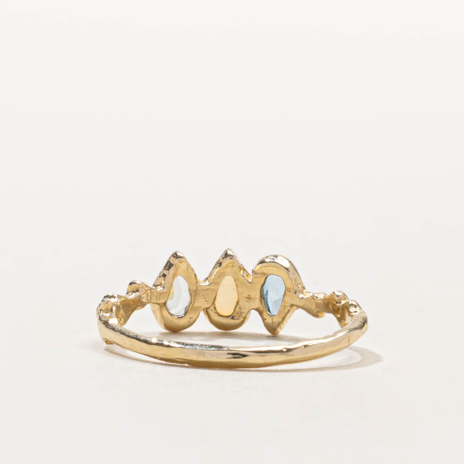 14k Pear Cut Aquamarine, Opal, and Blue Topaz Ring | 0.45ctw | SZ 6.5