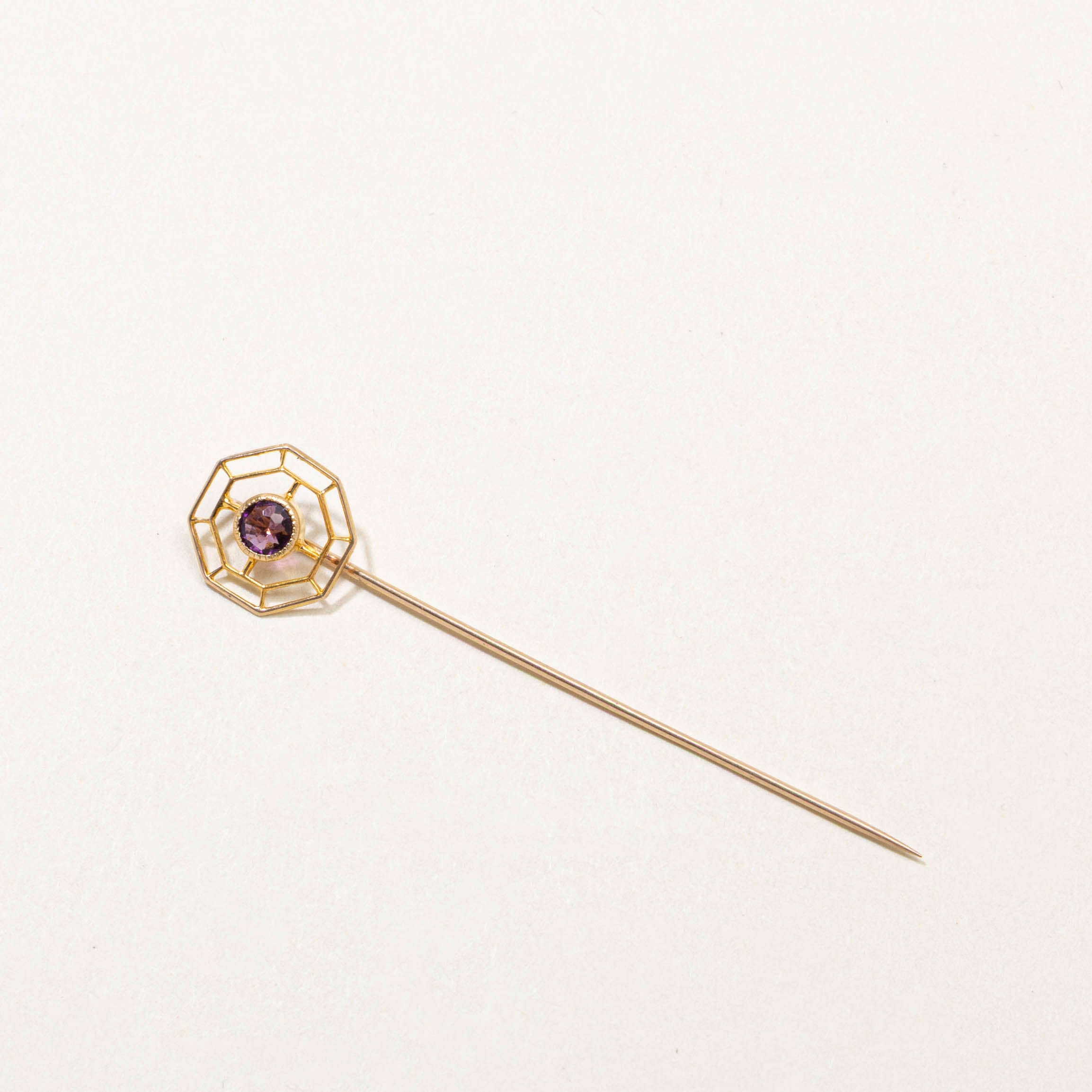 10k Purple Glass Stick Pin | 0.20ct