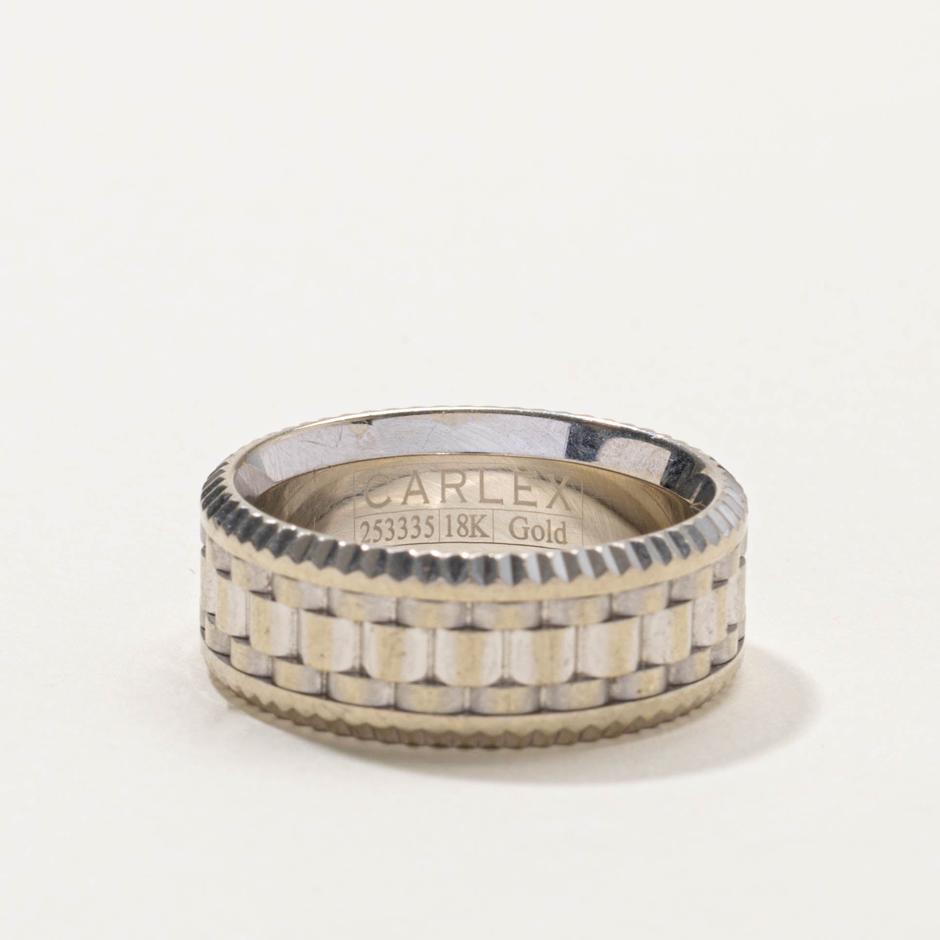 'Carlex' 18k Watch Strap Textured Band | 8.55mm | SZ 9