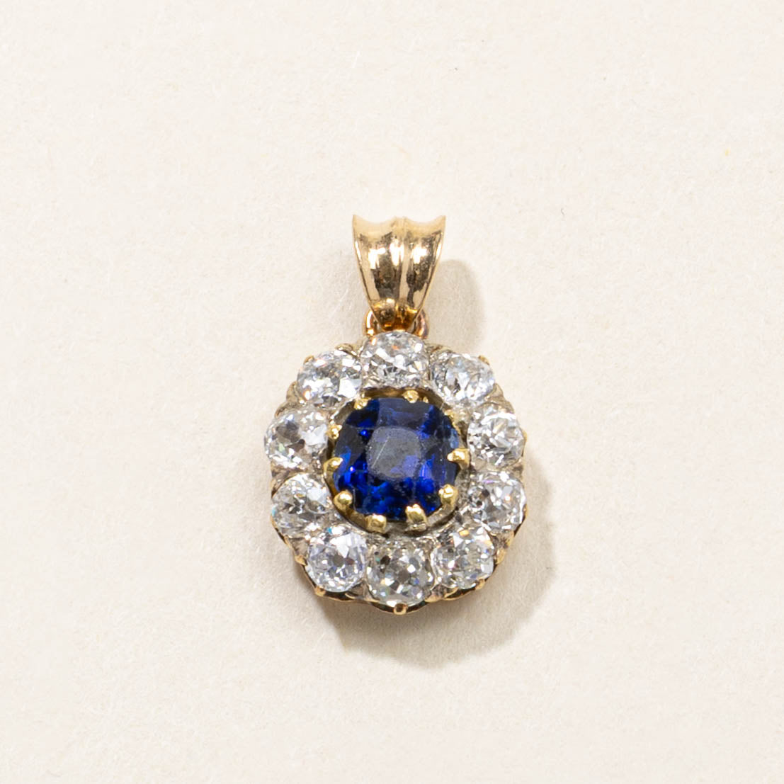 14k Sapphire & Diamond Halo Pendant | 0.60ct, 1.10ctw
