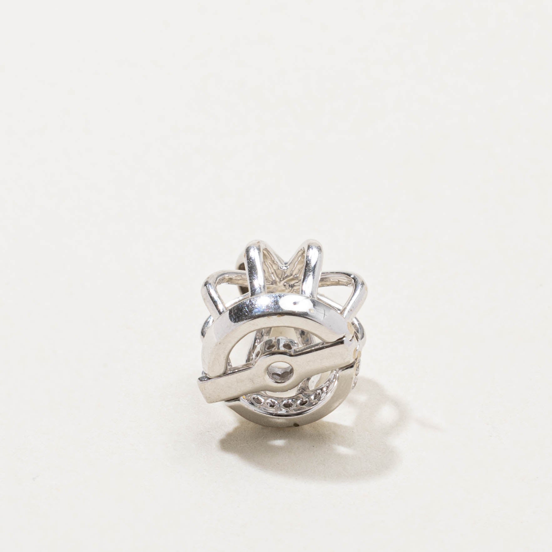 14k White Gold Diamond Crown Pendant | 0.10ctw