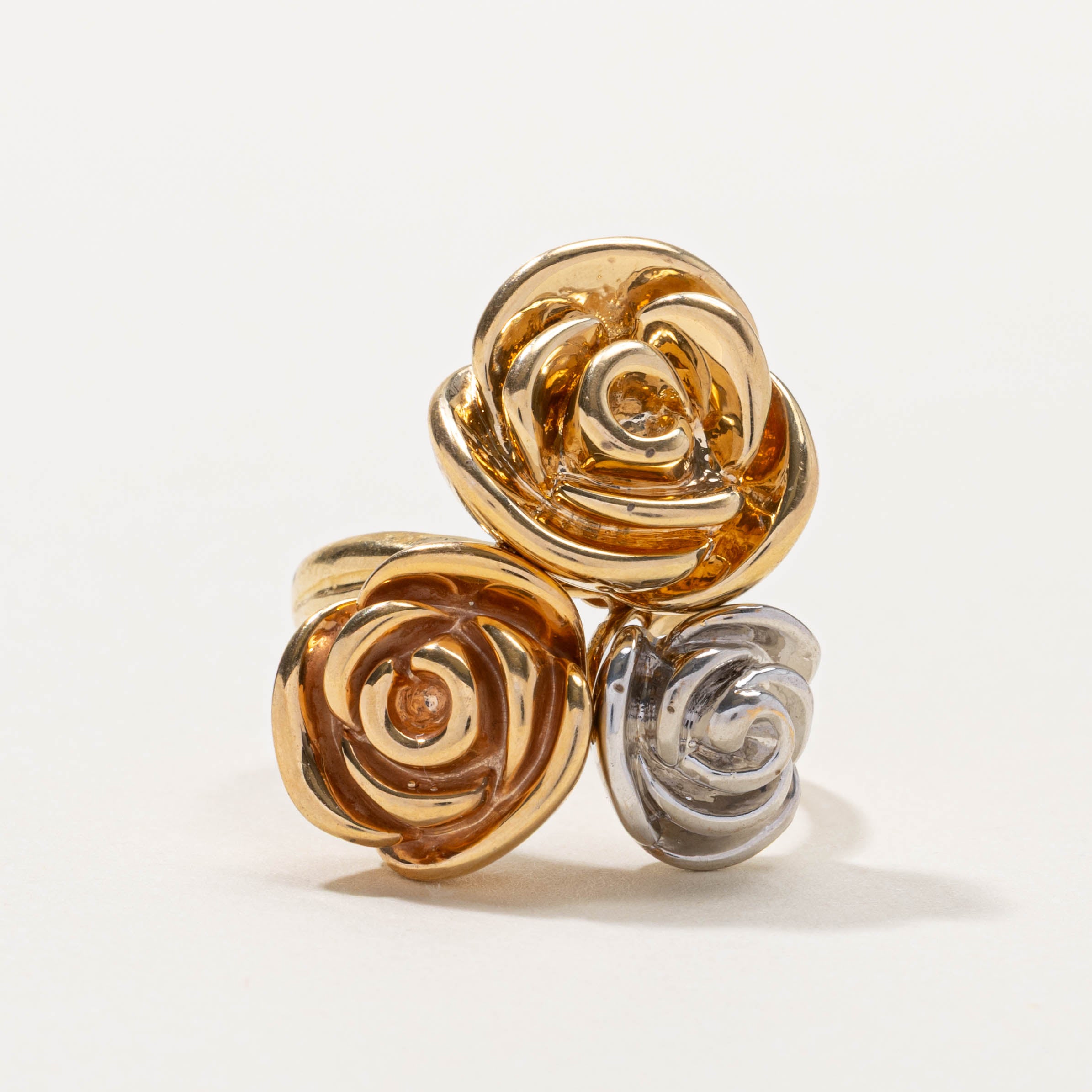 Italian 18k Tricolor Rose Ring | SZ 8