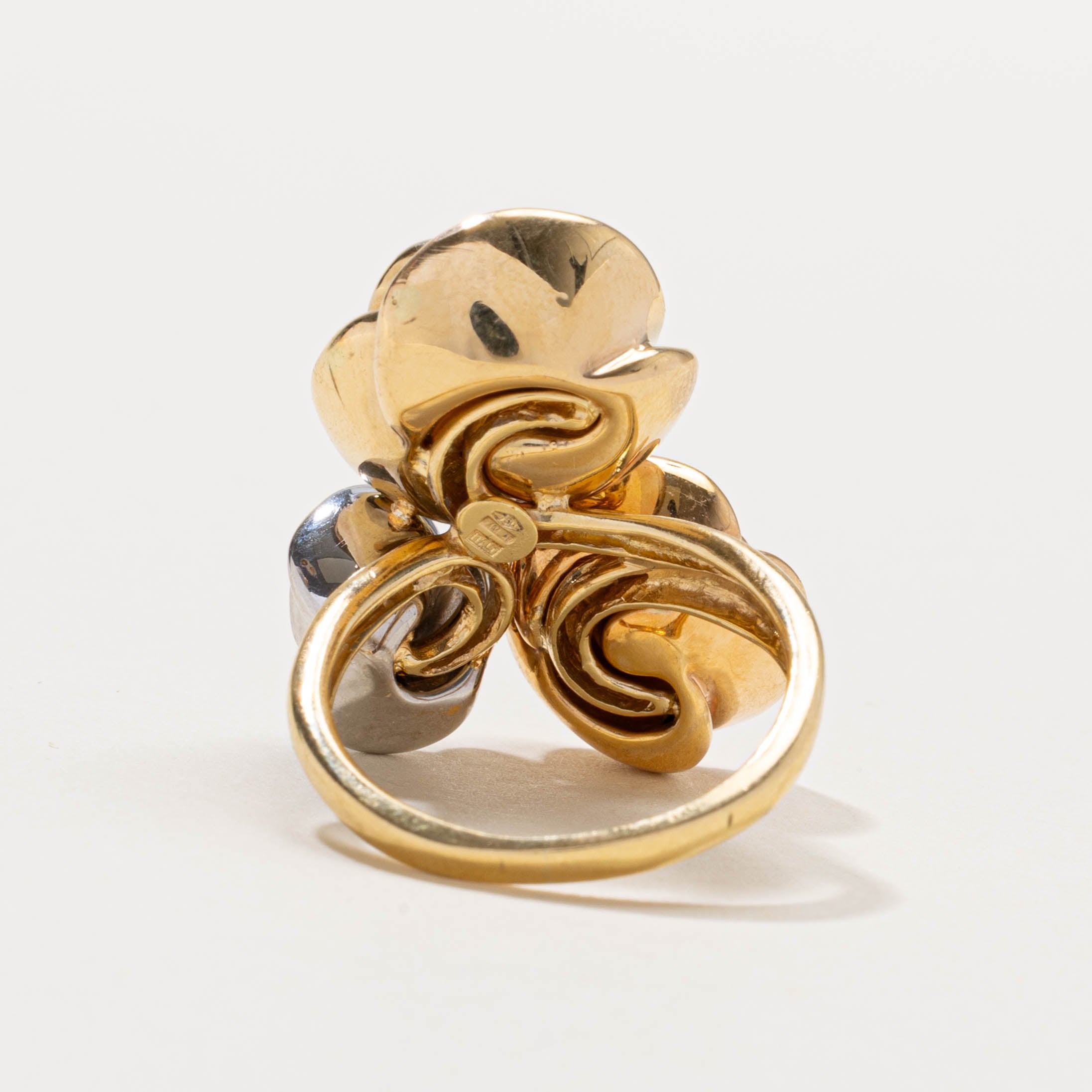 Italian 18k Tricolor Rose Ring | SZ 8