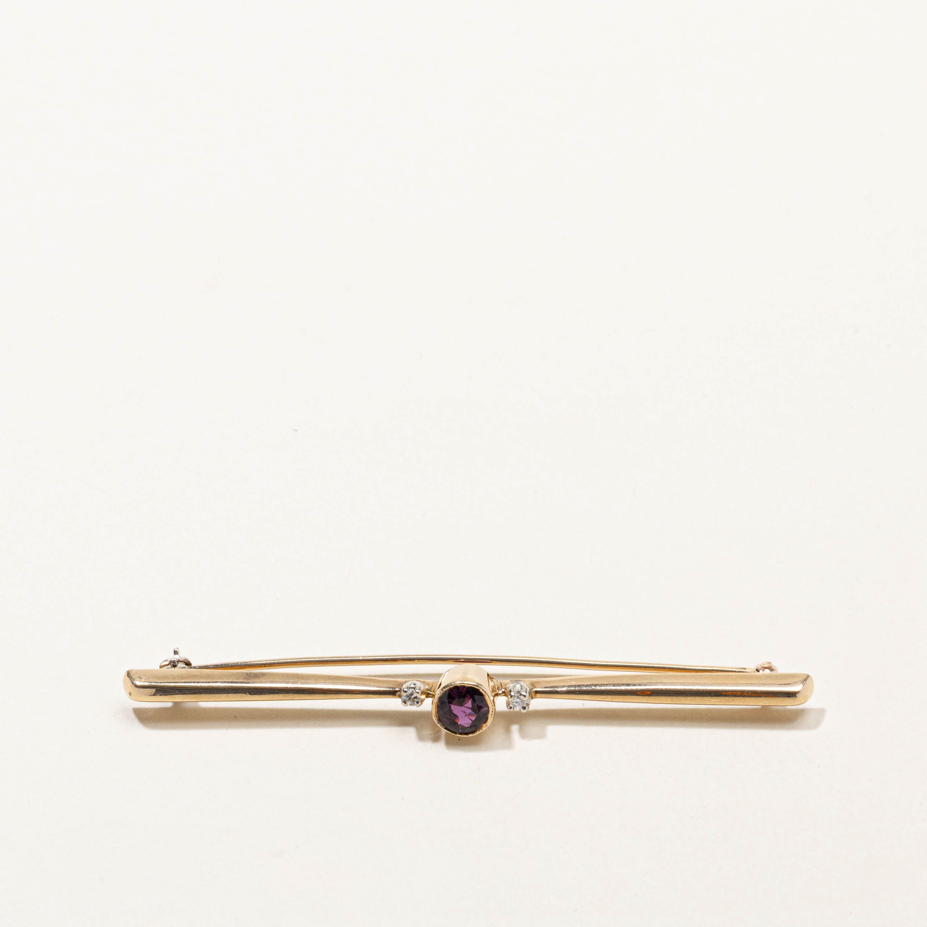 10k Ruby & Diamond Bar Brooch | 0.50ct, 0.04ctw