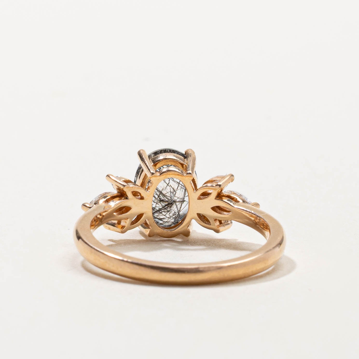 18k Quartz & Diamond Marquise Petal Ring | 1.05ct, 0.26ctw | SZ 5