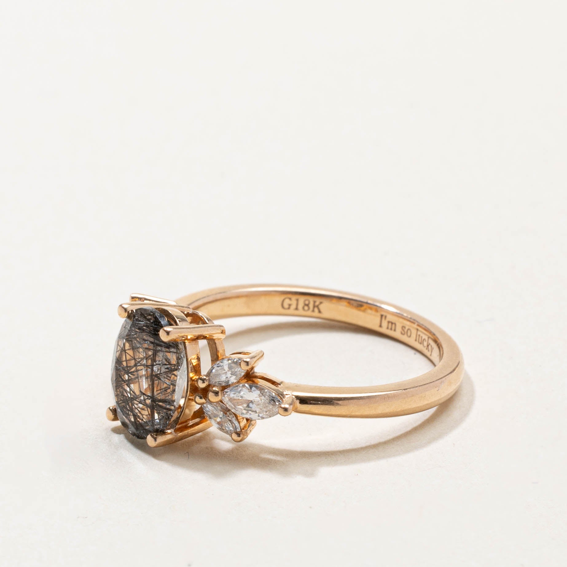 18k Quartz & Diamond Marquise Petal Ring | 1.05ct, 0.26ctw | SZ 5