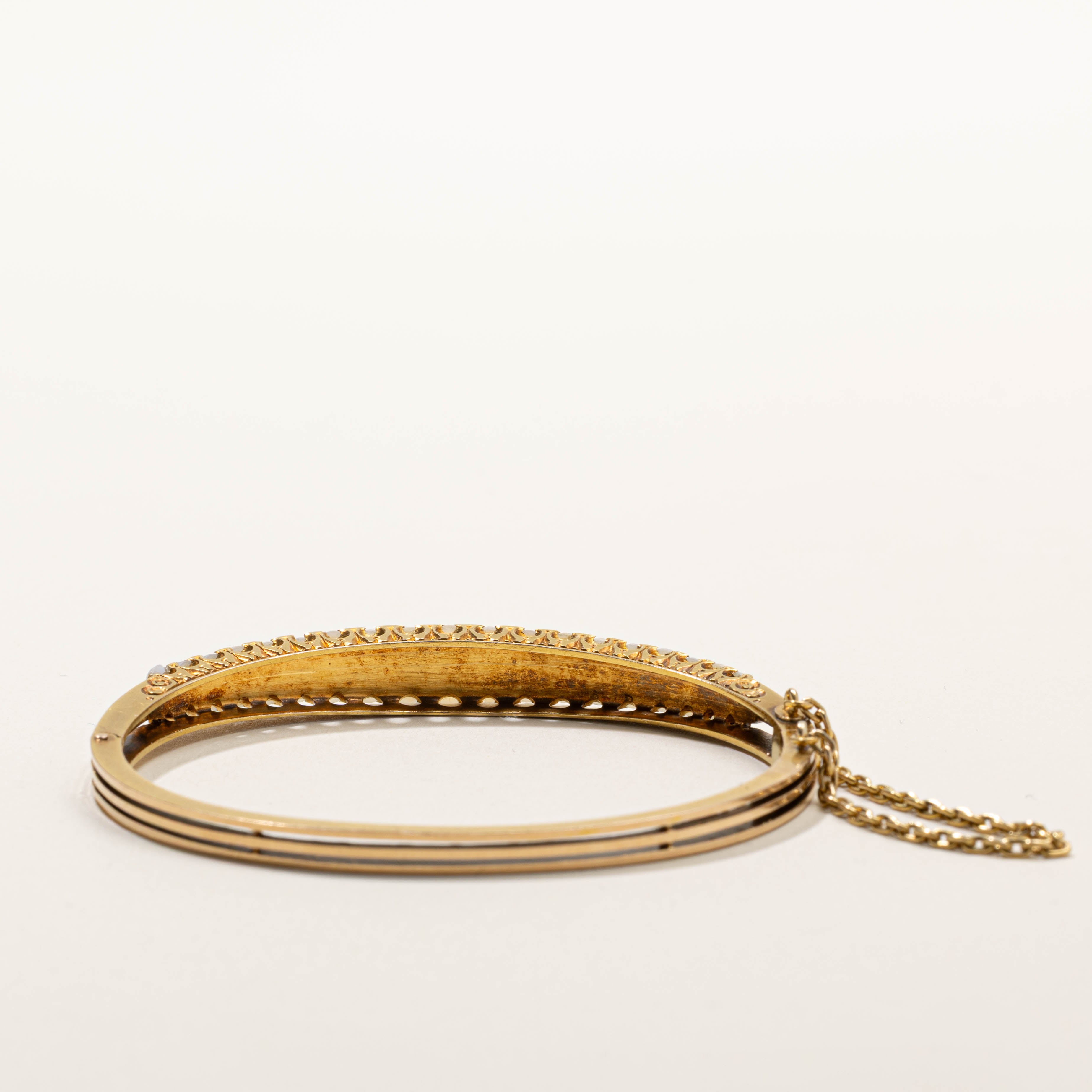 14k Multi Row Pearl Bangle Bracelet