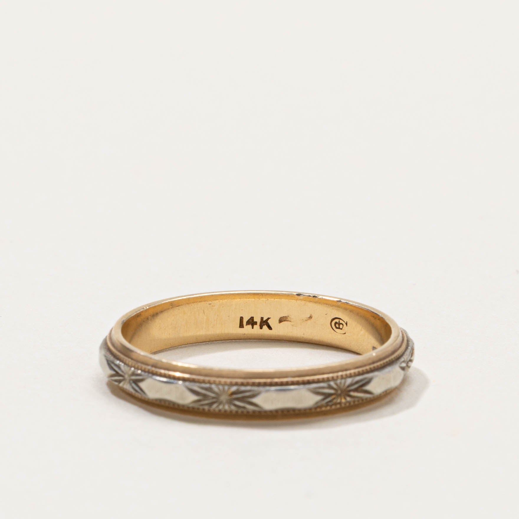 Vintage Canadian 14k Engraved Band | 3.40mm | SZ 7.25