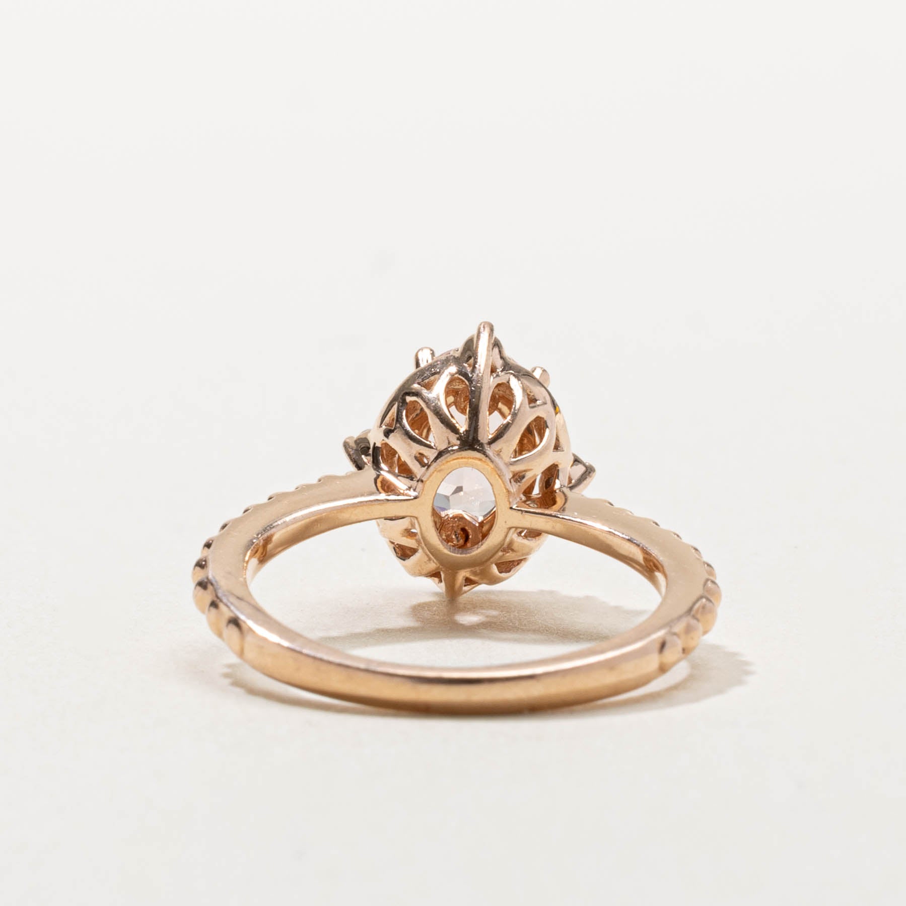 14k Morganite & Diamond Textured Ring | 1.00ct, 0.04ctw | SZ 5.75