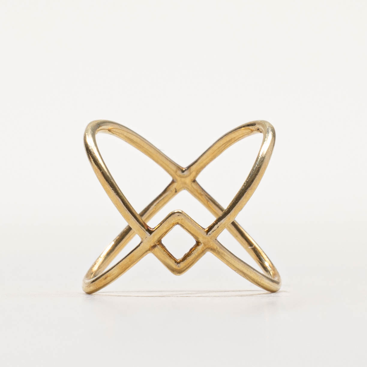 14k Openwork Geometric Crossover Ring | 15.45mm | SZ 2.5