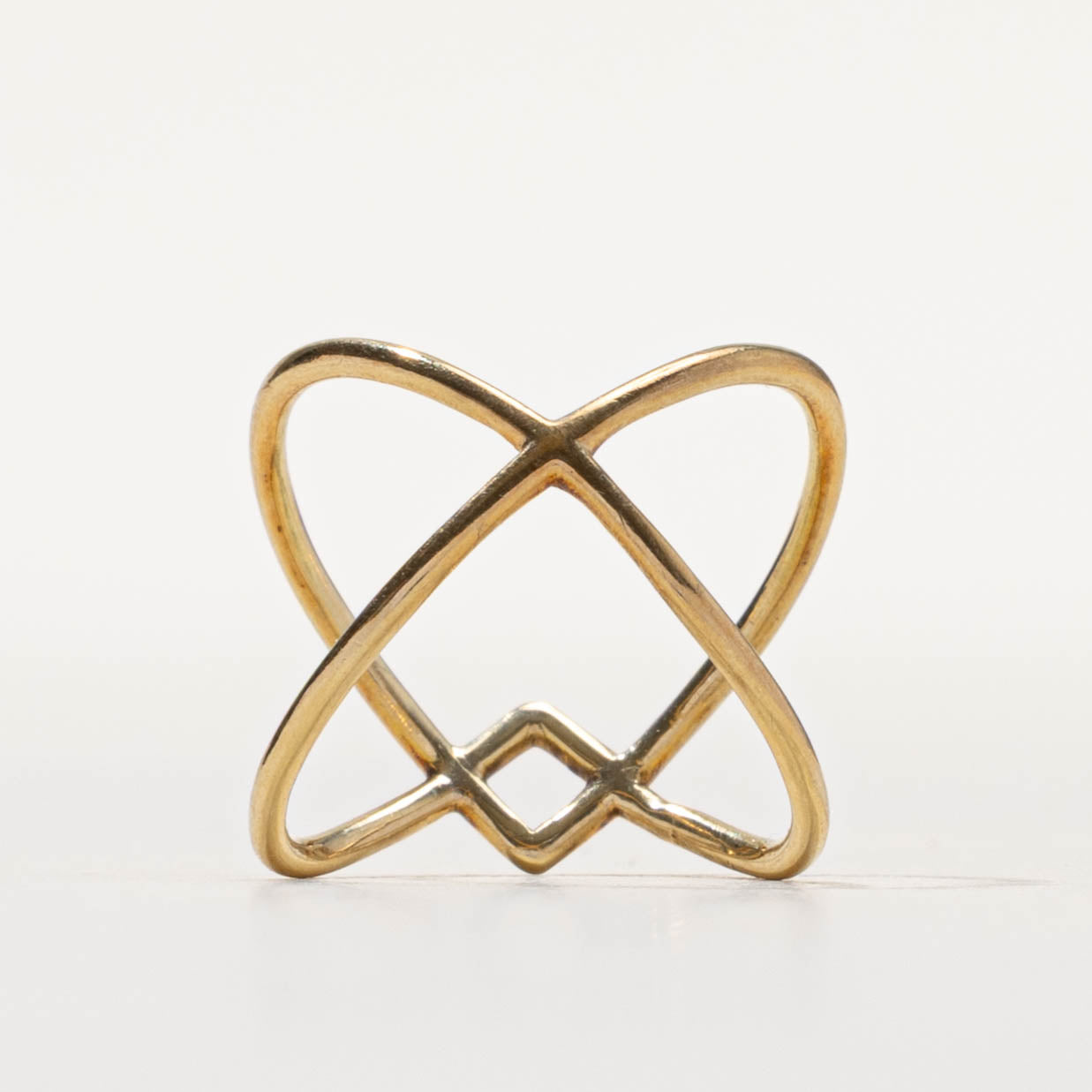 14k Openwork Geometric Crossover Ring | 15.45mm | SZ 2.5