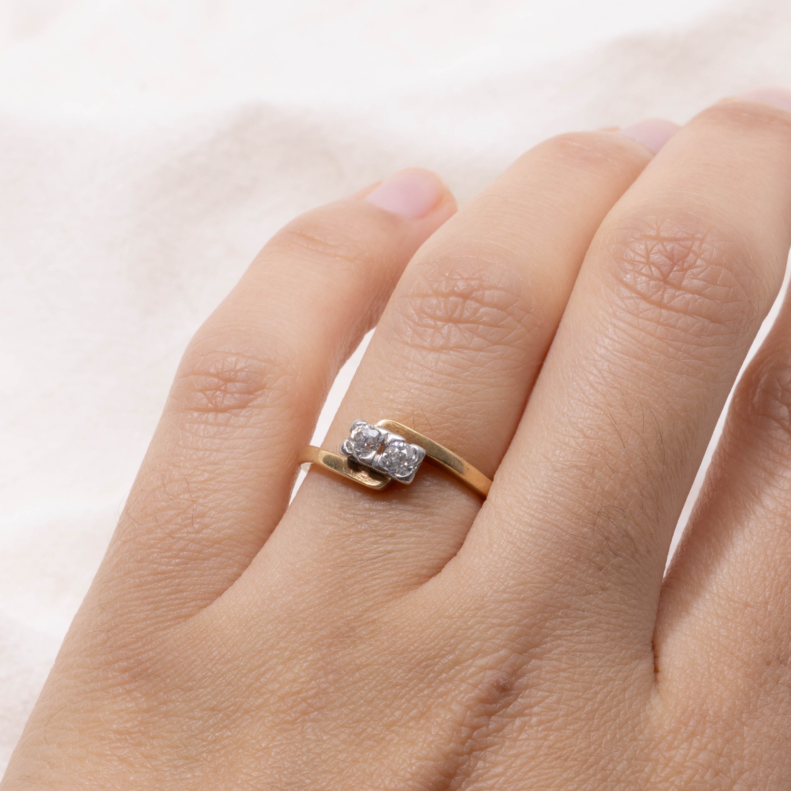 18k Two Stone Diamond Bypass Ring | 0.30ctw | SZ 6