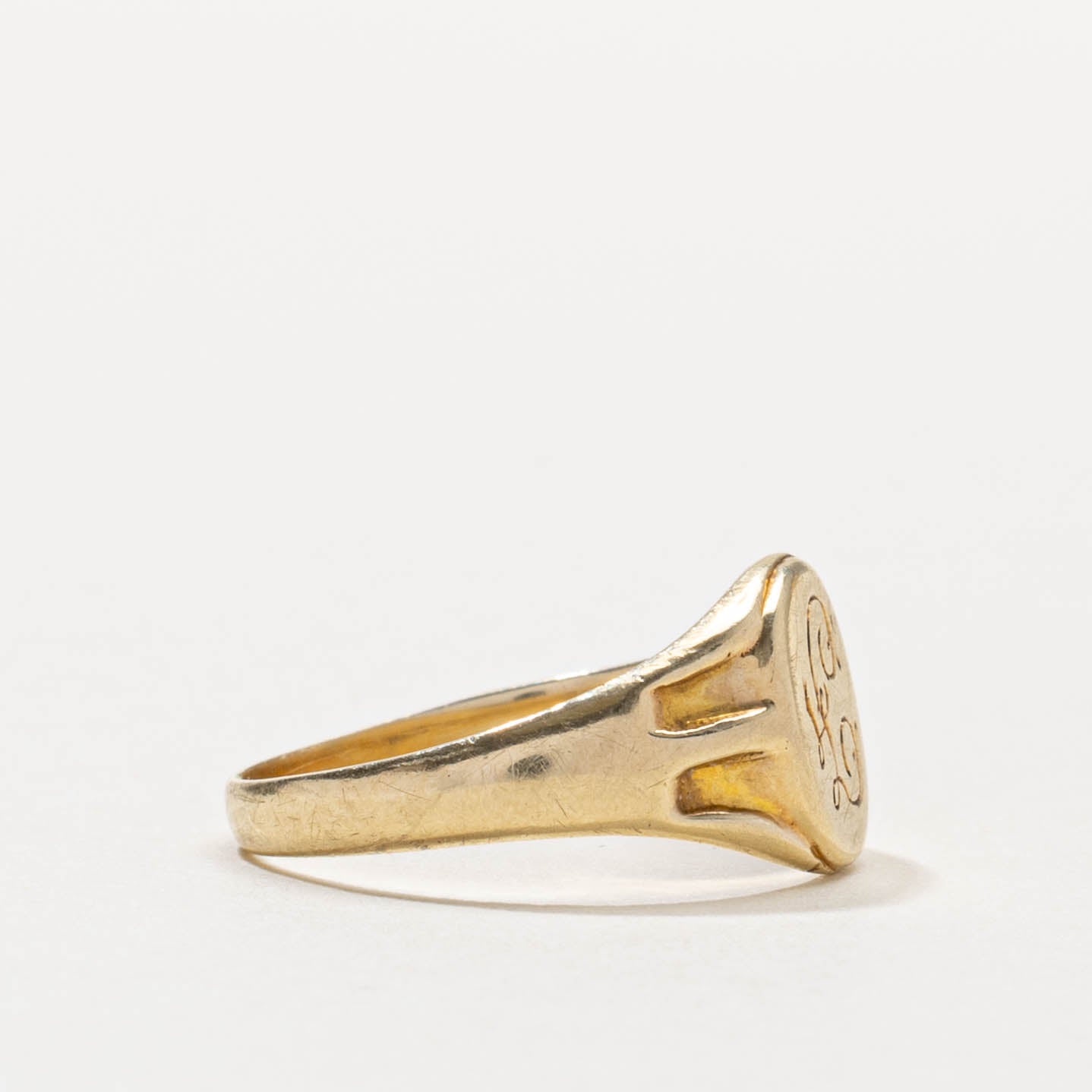 14k "L" Initial Engraved Signet Ring | SZ 5.25