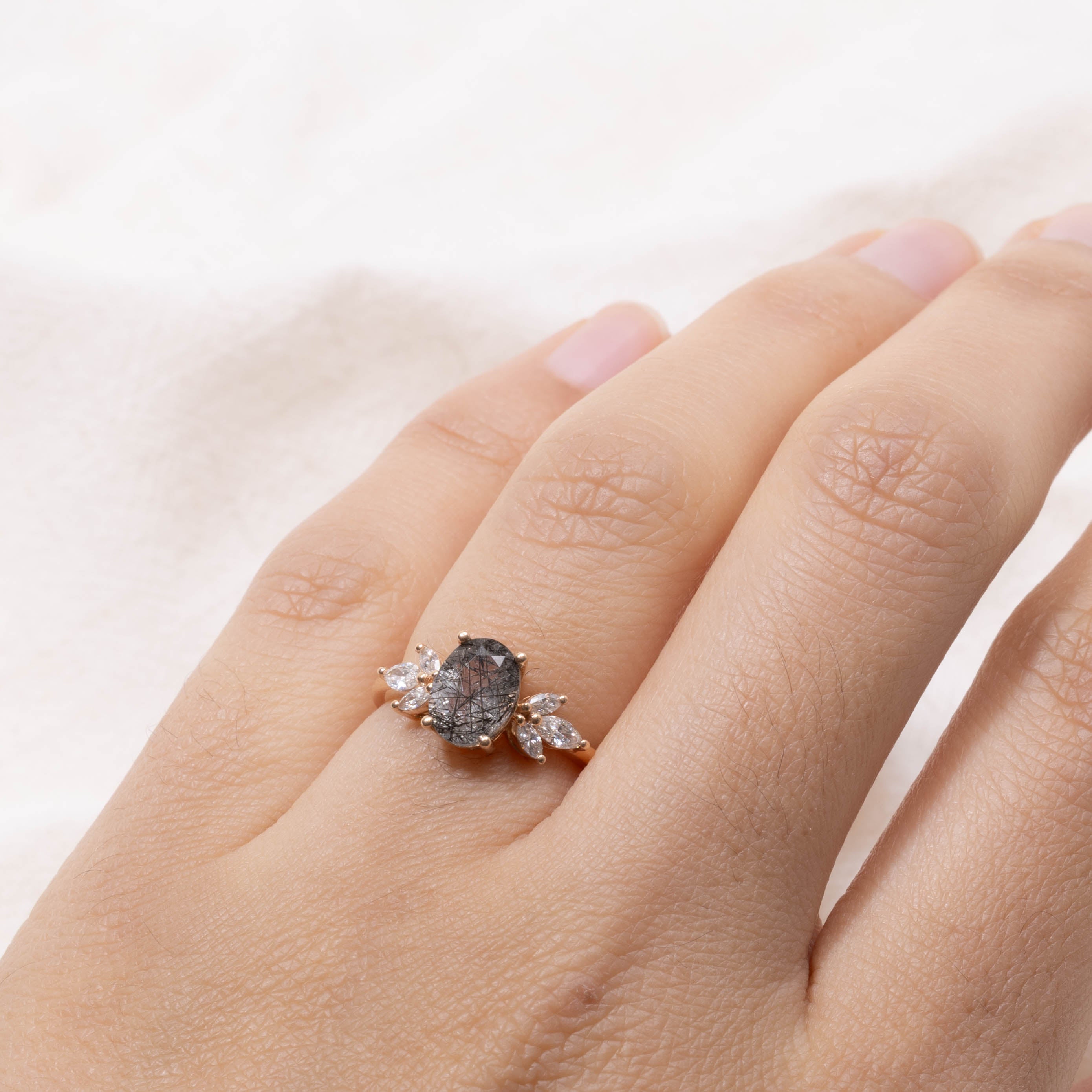 18k Quartz & Diamond Marquise Petal Ring | 1.05ct, 0.26ctw | SZ 5