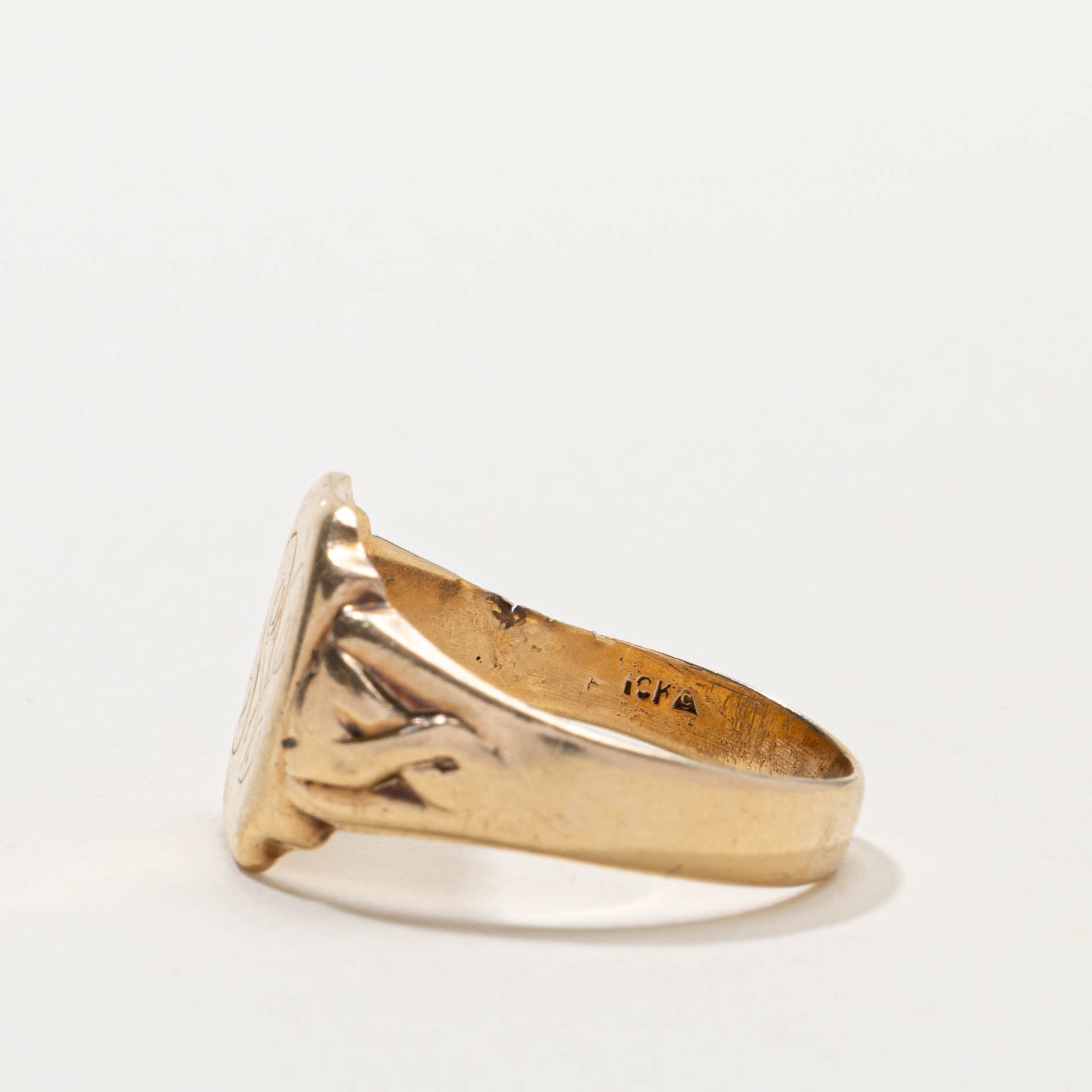 10k "JS" Initial Engraved Signet Ring | SZ 9.5
