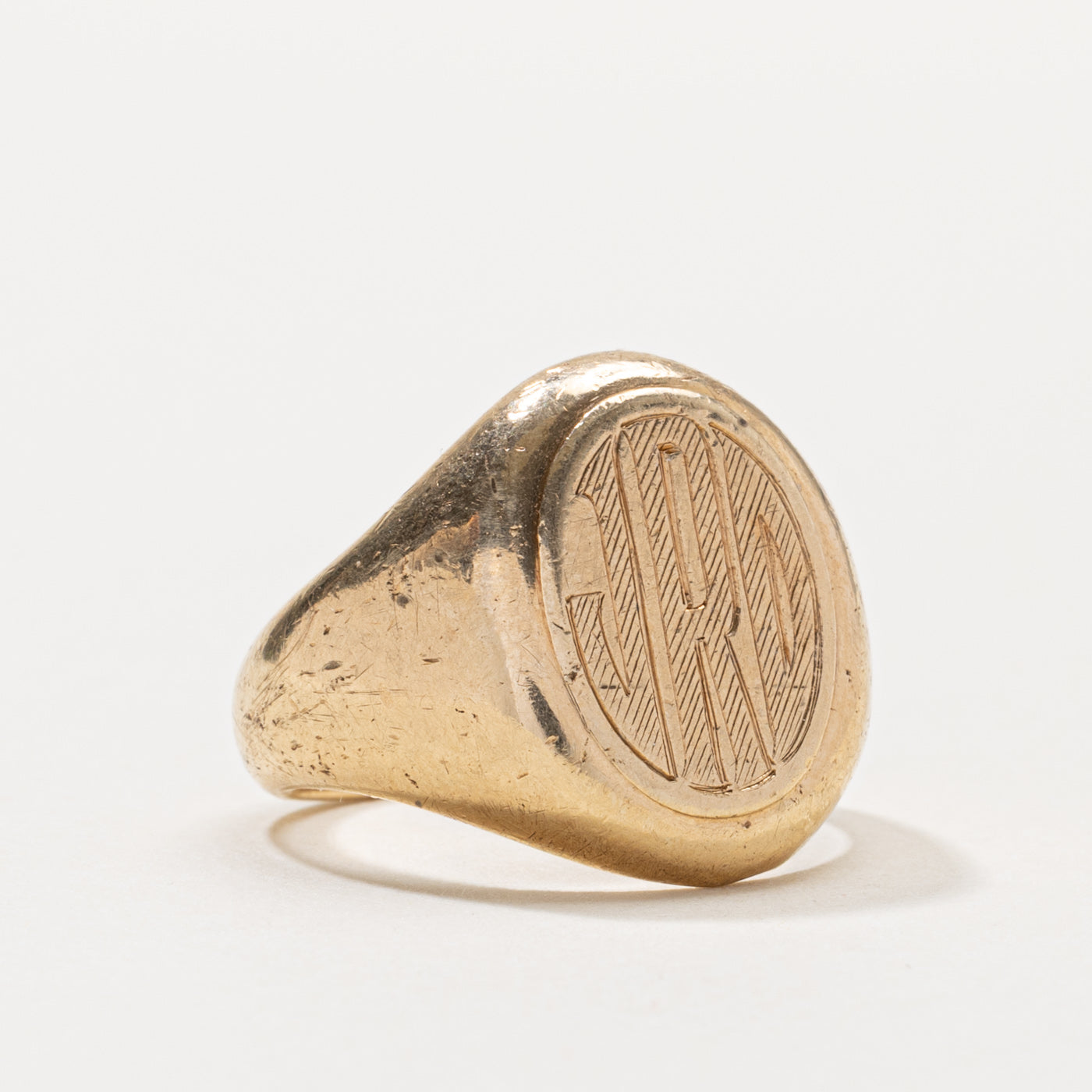 ‘Birks’ 10k "JRD" Initial Engraved Signet Ring | SZ 7
