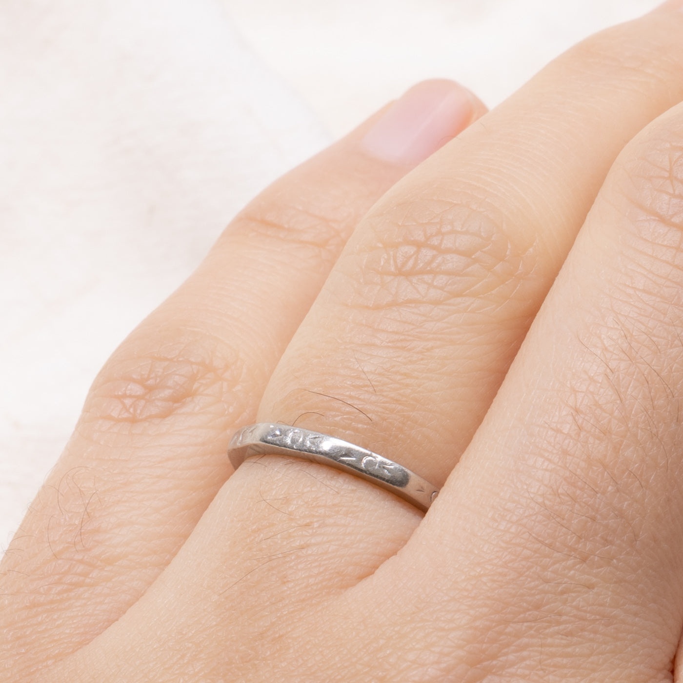 Platinum Textured Thin Stacking Band | 1.85mm | SZ 4.75