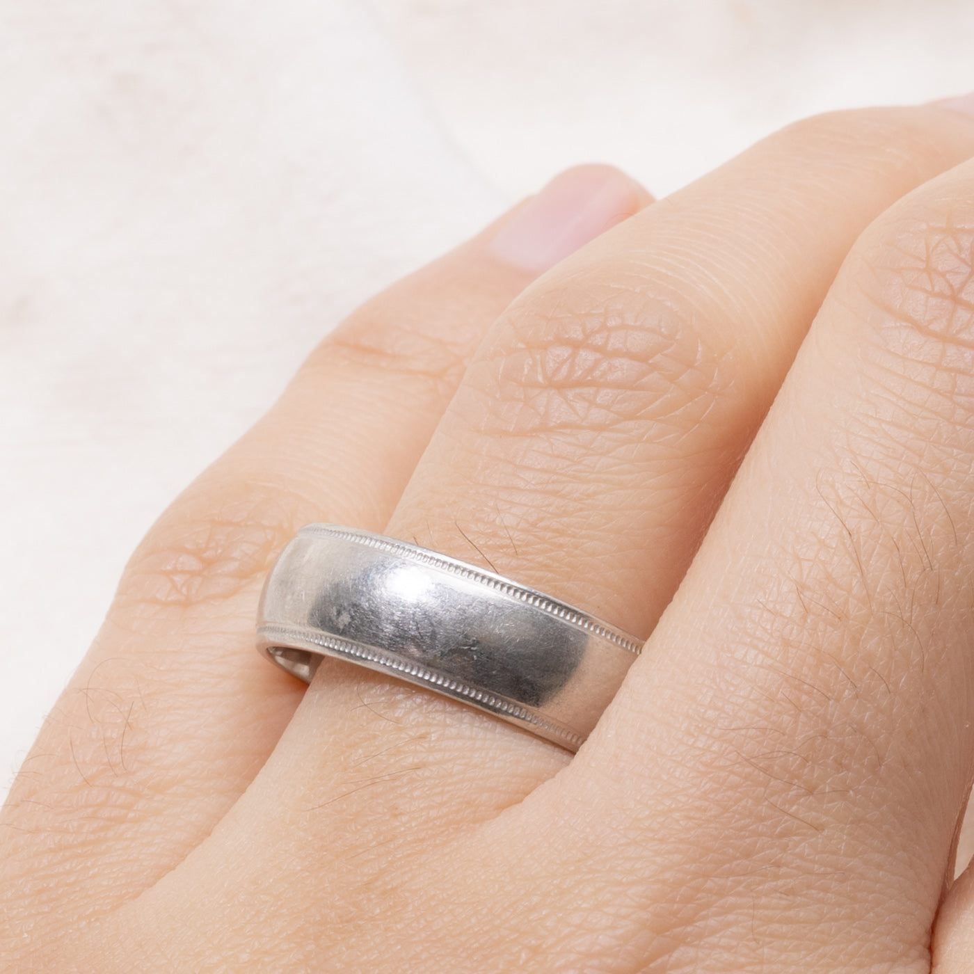 Platinum Milgrain Band | 6.90mm | SZ 10.25