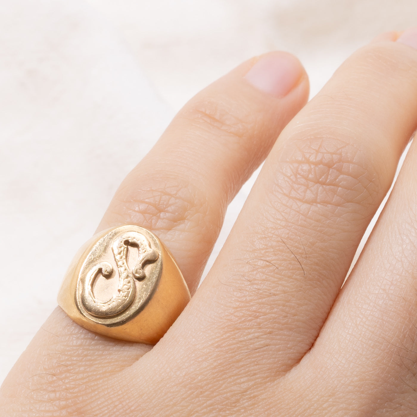 French 18k "S" Initial Signet Ring | SZ 4
