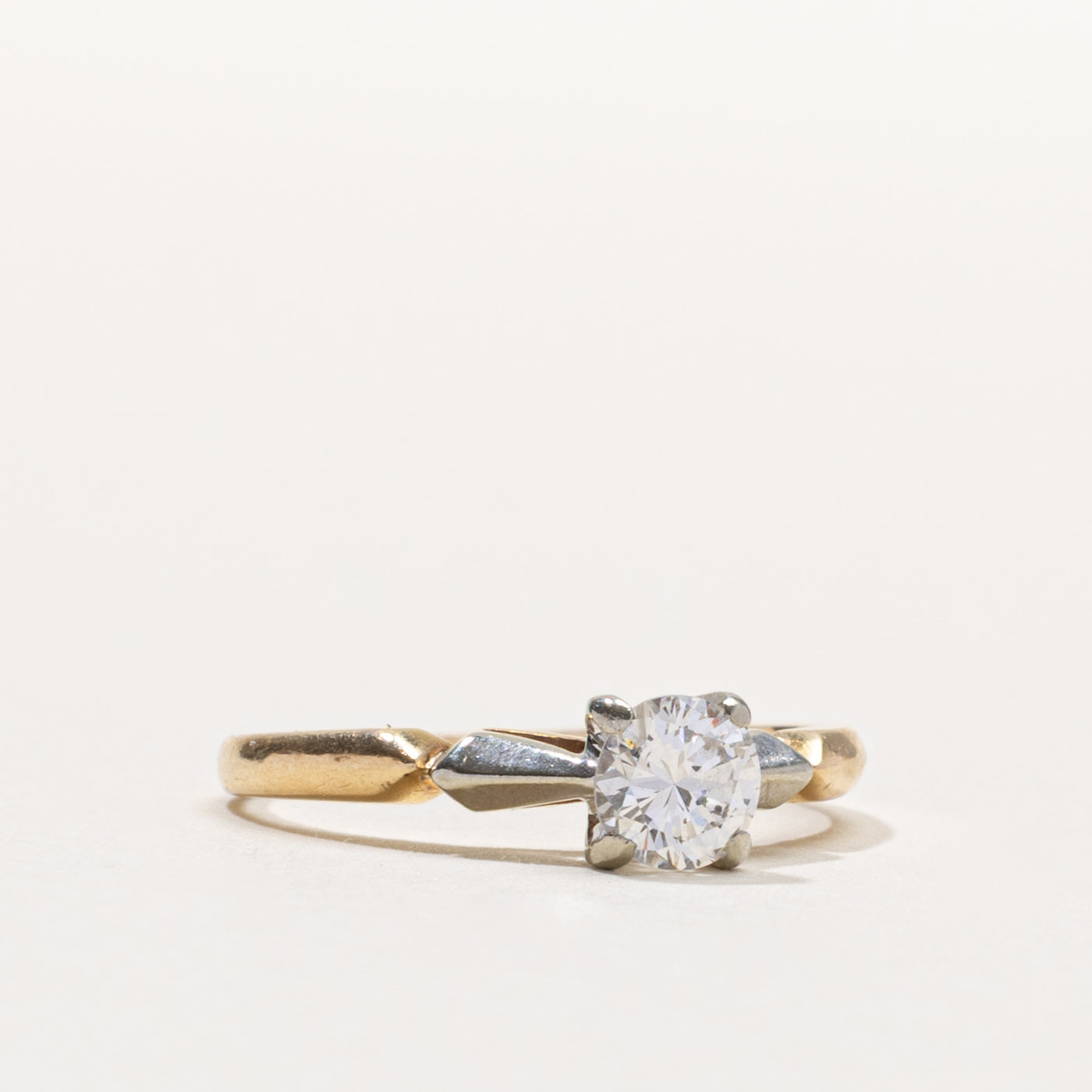 14k Solitaire Diamond Textured Ring | 0.49ct VS2 G/H | SZ 6.25