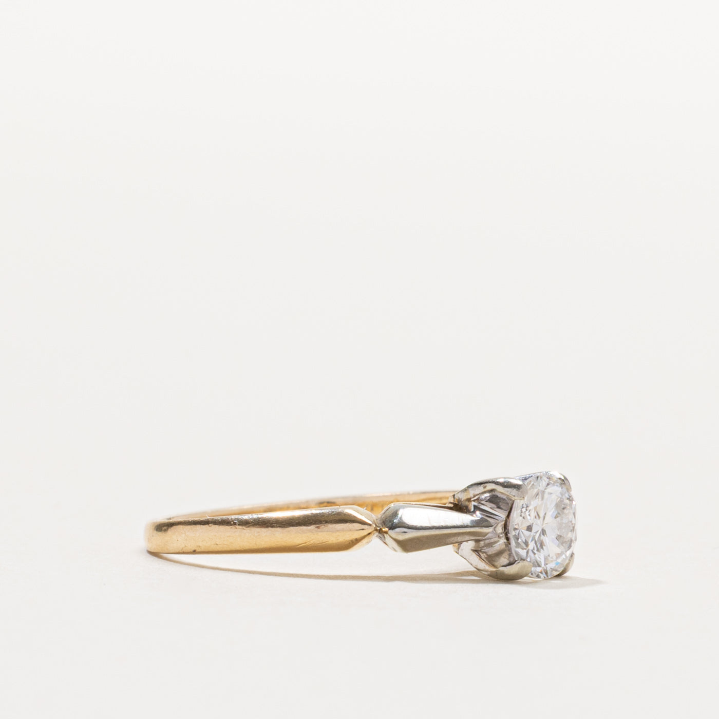 14k Solitaire Diamond Textured Ring | 0.49ct VS2 G/H | SZ 6.25