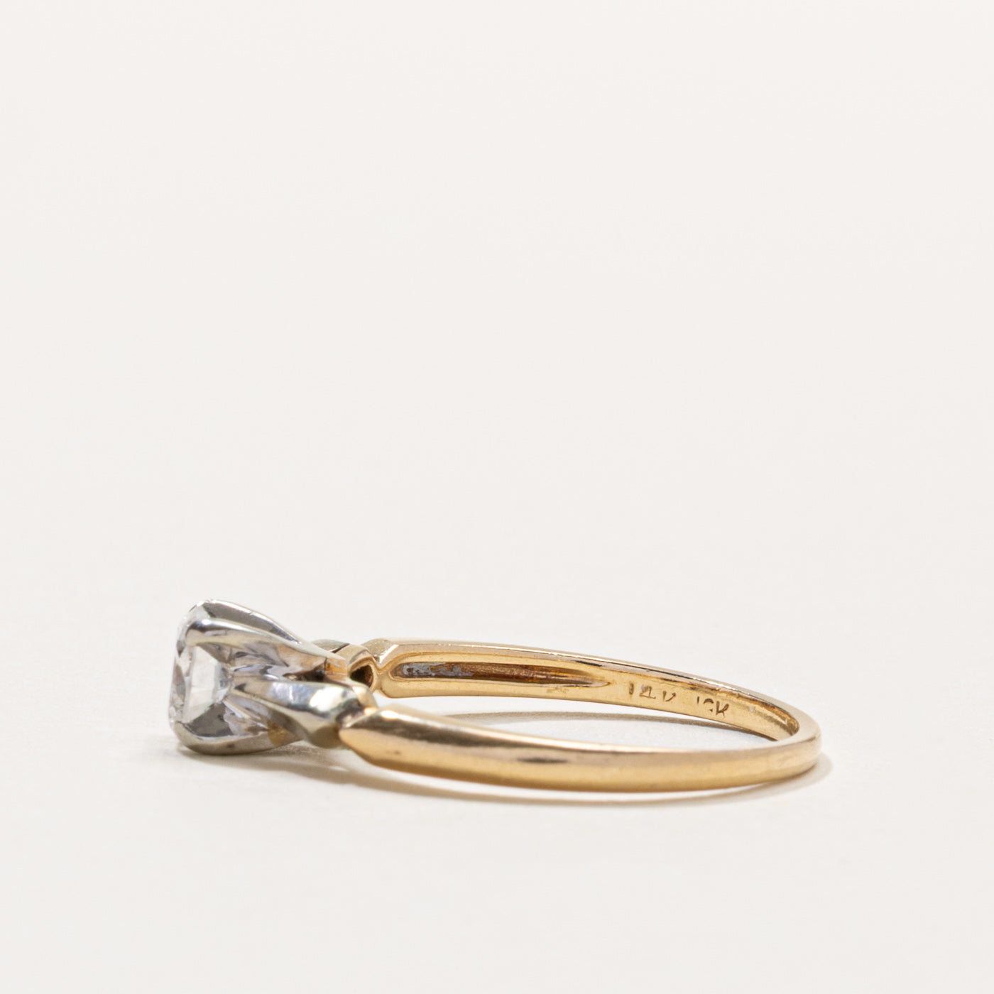 14k Solitaire Diamond Textured Ring | 0.49ct VS2 G/H | SZ 6.25