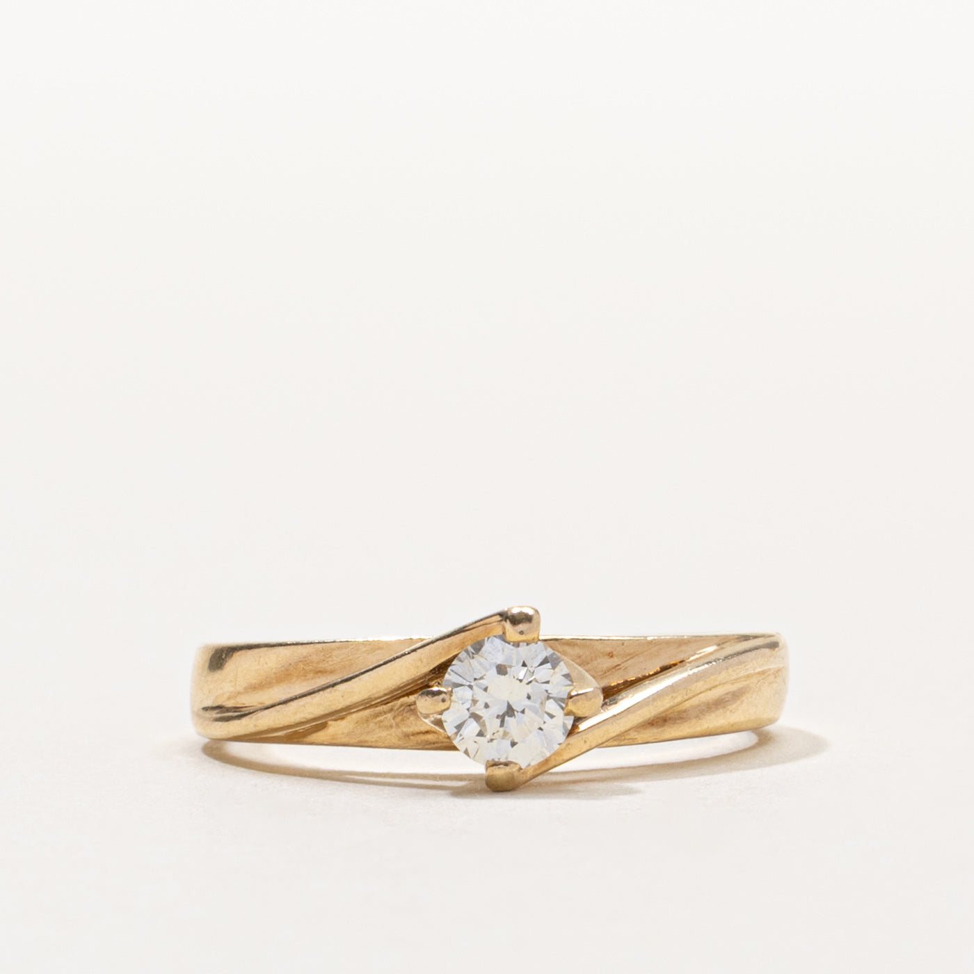 14k Solitaire Diamond Bypass Design Ring | 0.37ct SI2 G/H | SZ 7.75