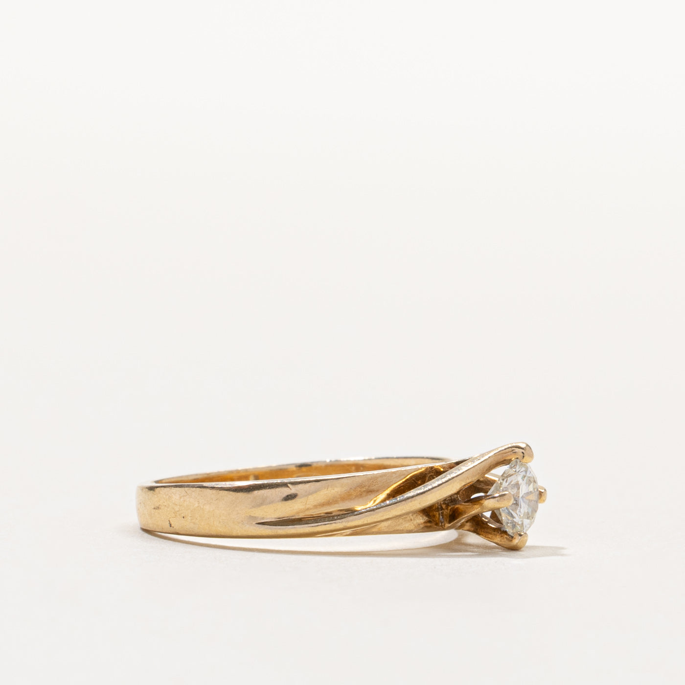 14k Solitaire Diamond Bypass Design Ring | 0.37ct SI2 G/H | SZ 7.75